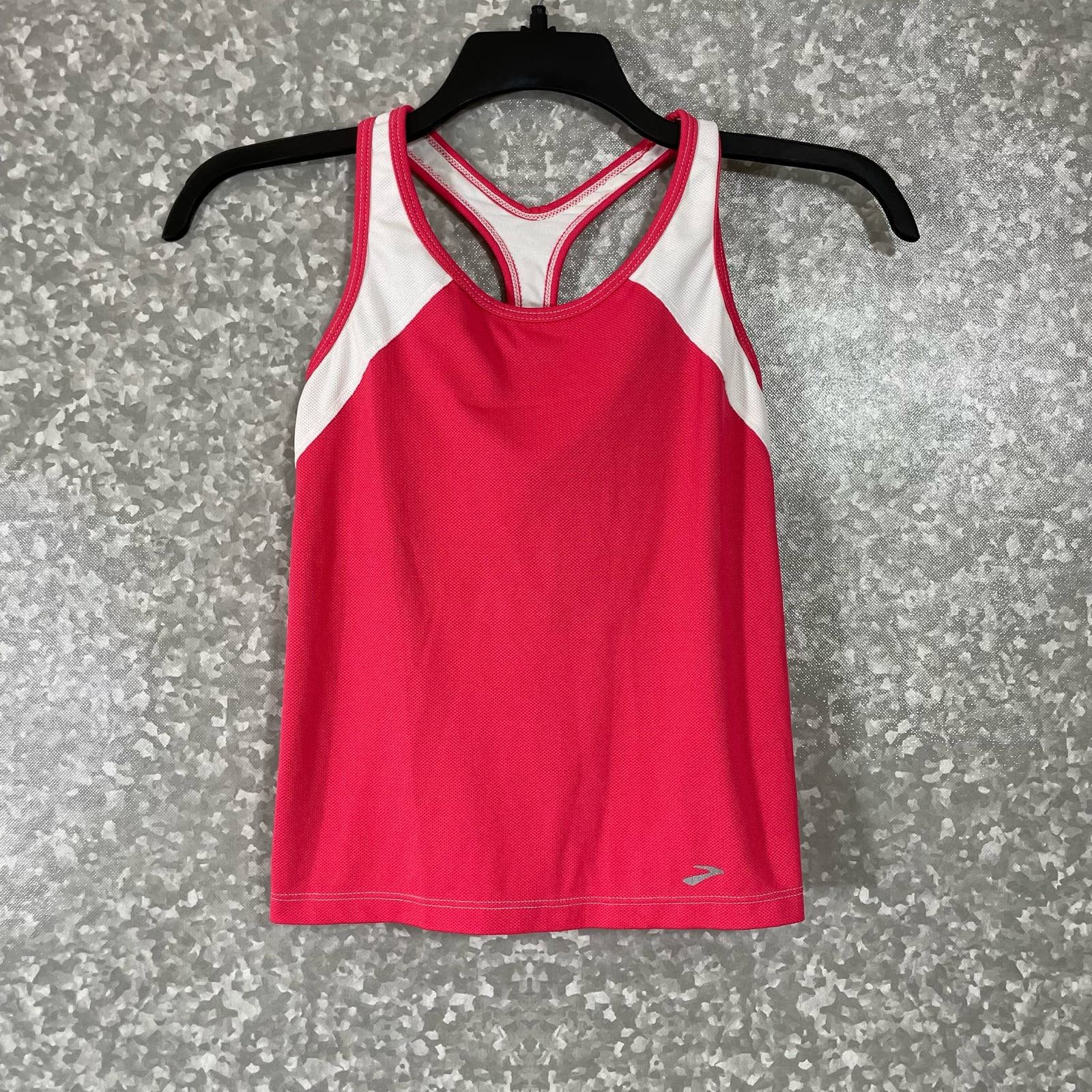 Brooks Brooks Pink & White Racerback Running Tank Top - Size Medium Size M / US 6-8 / IT 42-44 - 1 Thumbnail