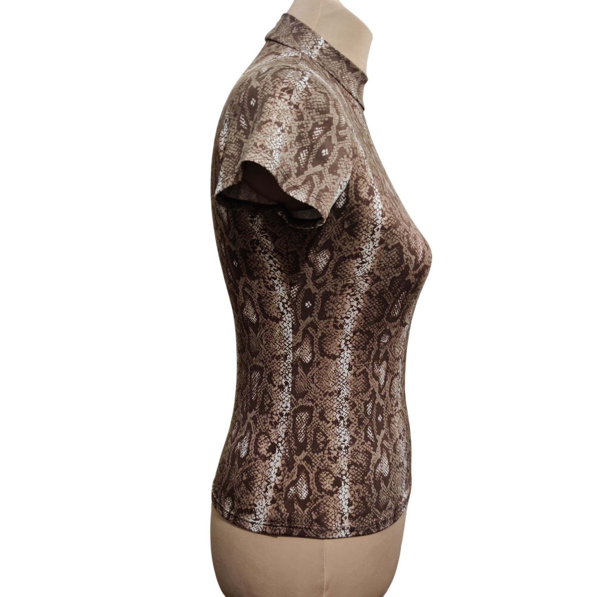 Other Olivia Rae S Brown Snake Print Mock Neck Top Edgy Y2K Grunge Size S / US 4 / IT 40 - 3 Thumbnail