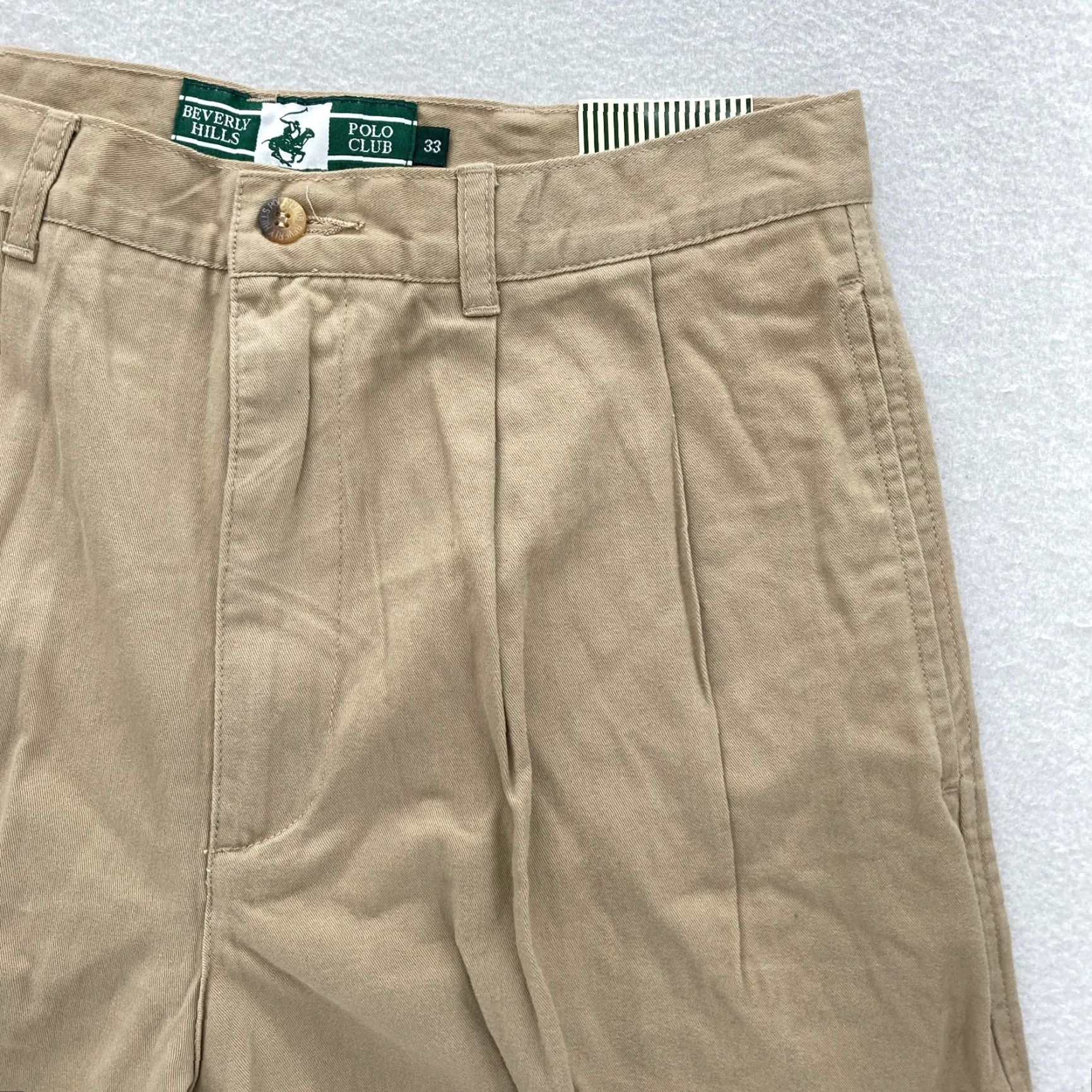 Beverly Hills Polo Club VINTAGE Beverly Hills Polo Club Duplex Shorts Mens 33 Khaki Beige Pleated Chino Size US XS / EU 42 / 0 - 3 Thumbnail