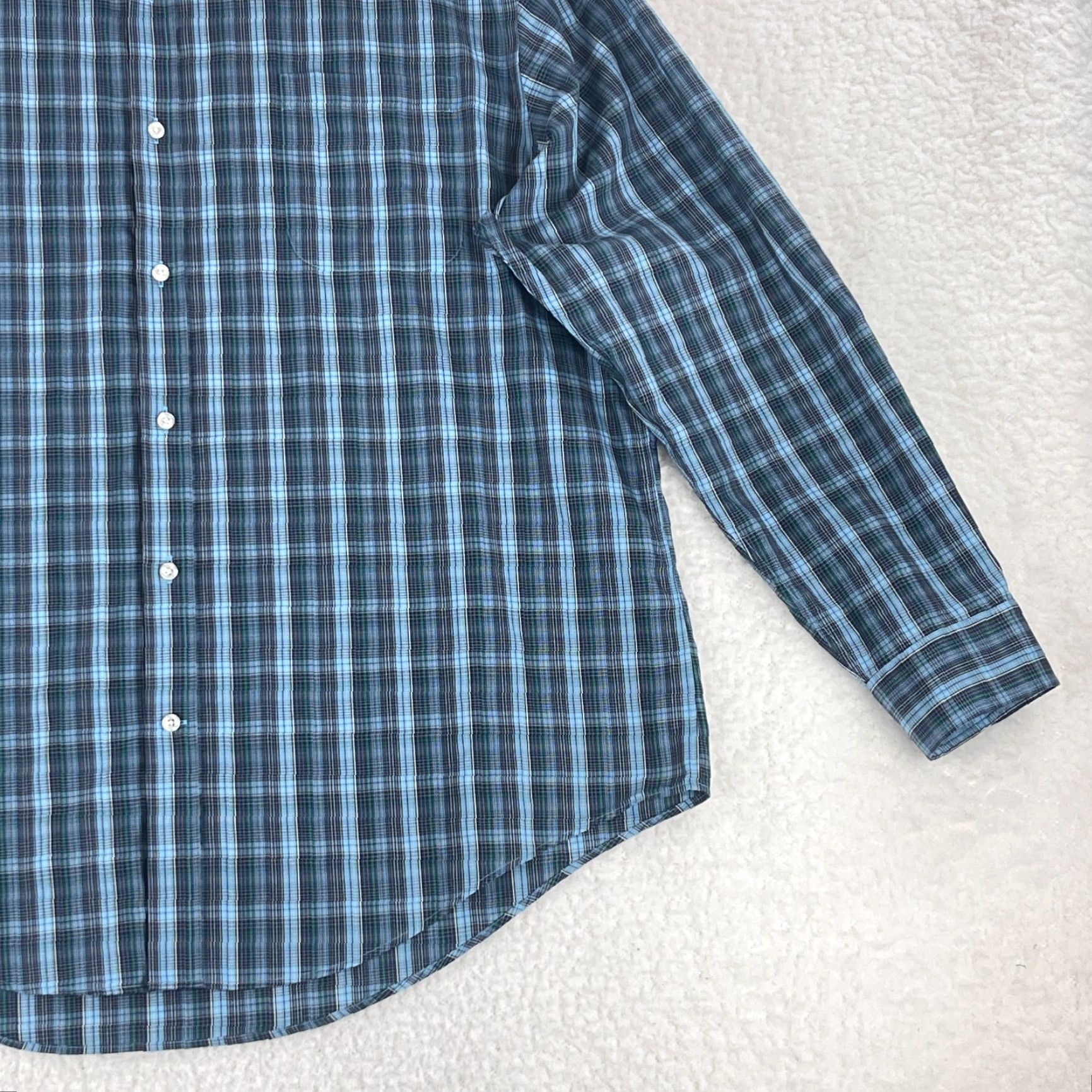 Lands' End Lands' End Blue Plaid Button-Up Tailored Fit Shirt Mens XXL Long Sleeve Size US XXL / EU 58 / 5 - 4 Thumbnail