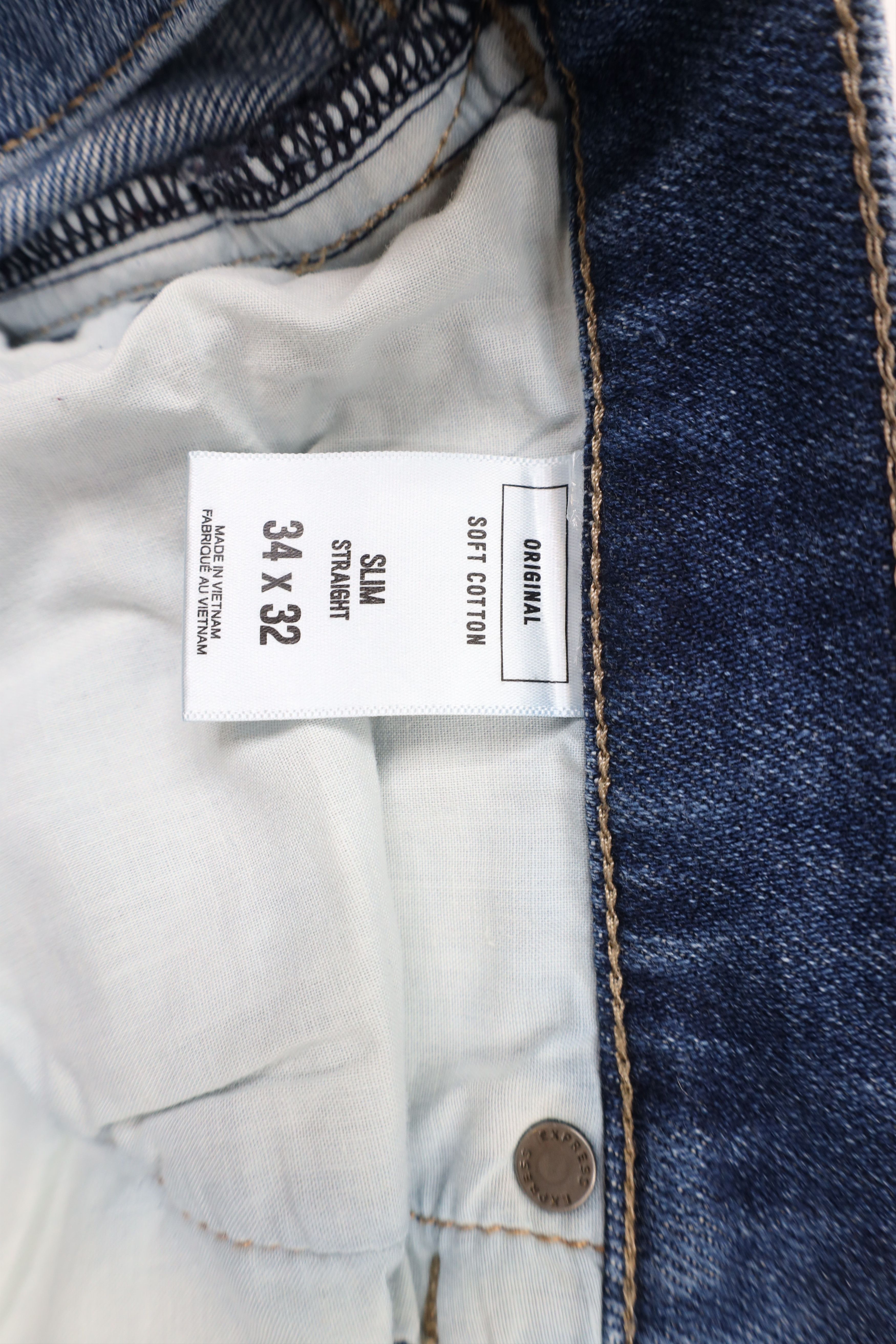 Express × Vintage Express Ripped Slim Fit Straight Leg Denim Jeans Blue Size US 34 / EU 50 - 8 Thumbnail
