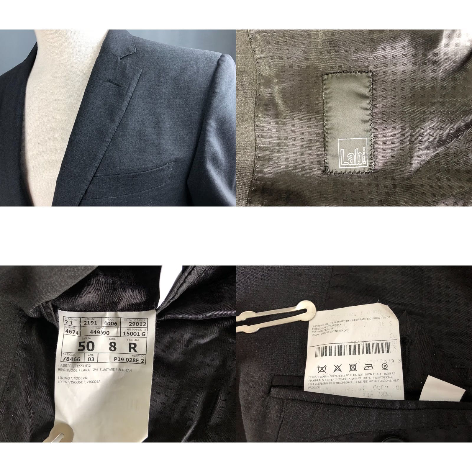 Pal Zileri Pal Zileri Lab Blazer Wool Dark Gray Men Size 50 Size 50R - 8 Thumbnail