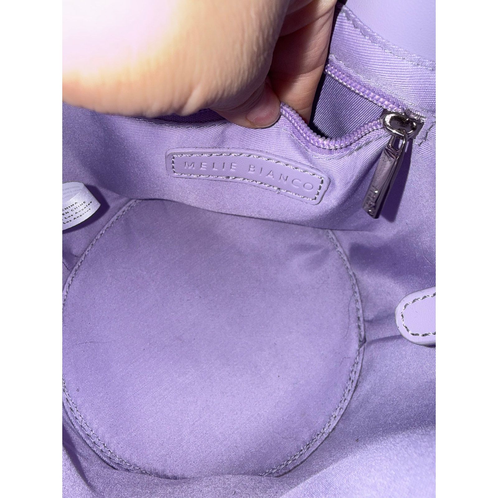 Anthropologie Melie Bianco Lavender Vegan Leather Bucket Crossbody Bag Size ONE SIZE - 6 Thumbnail