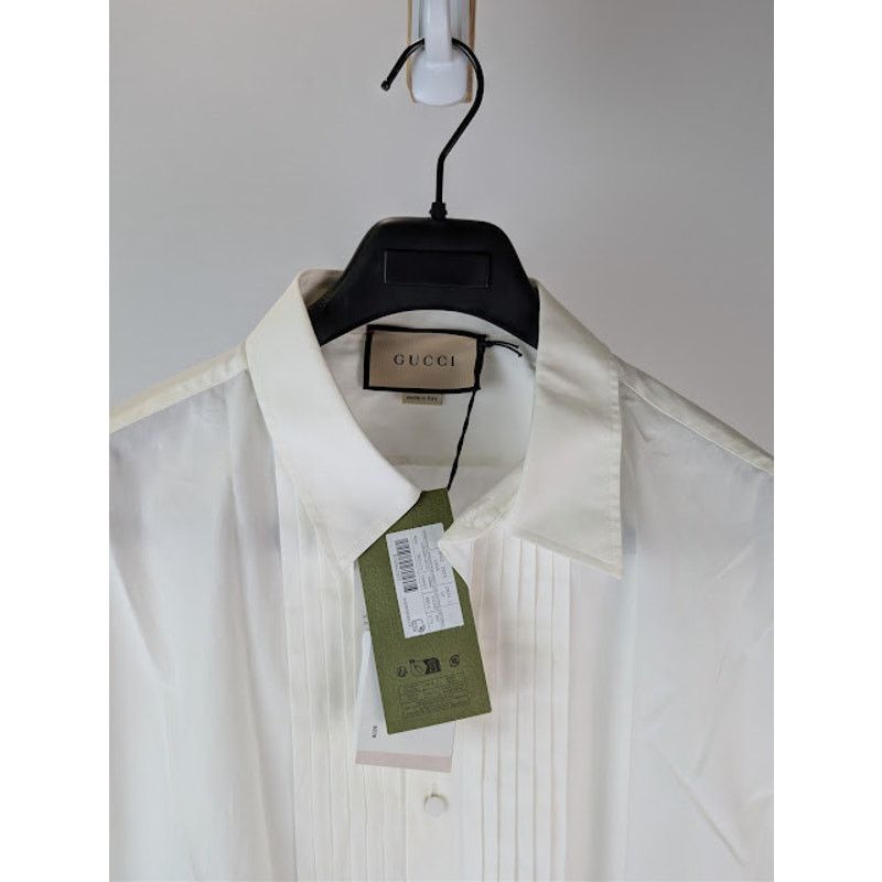 Gucci o1rshd1 Piece Dyed Popeline Over Boxy Shirt in Natural White Size US XL / EU 56 / 4 - 7 Thumbnail