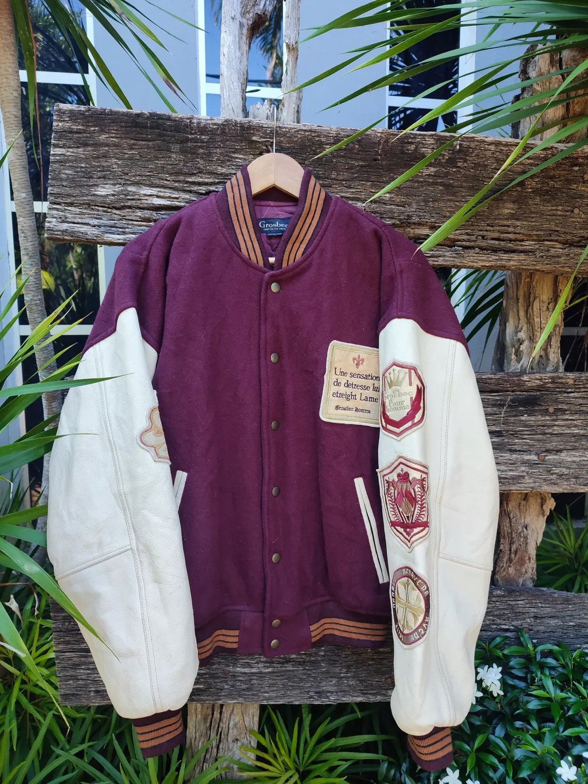Vintage Vintage 90s Grosbec Varsity Jacket Embroidery French Patches Size US L / EU 52-54 / 3 - 5 Thumbnail
