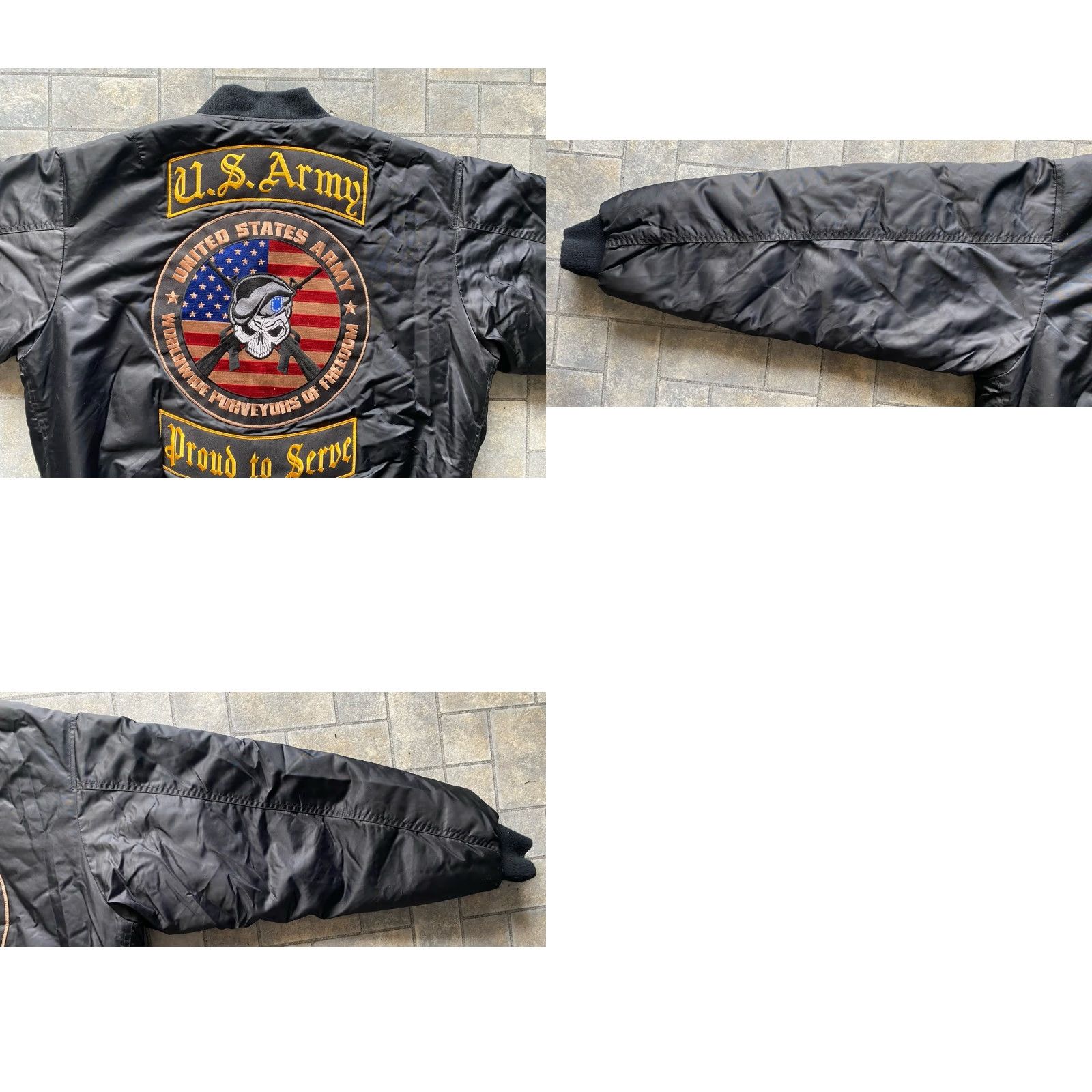 Rothco Rothco MA-1 Flight Flyers Jacket Black L Men’s Army Skull Flag United States Army National Nylon Jacket Size US L / EU 52-54 / 3 - 11 Thumbnail