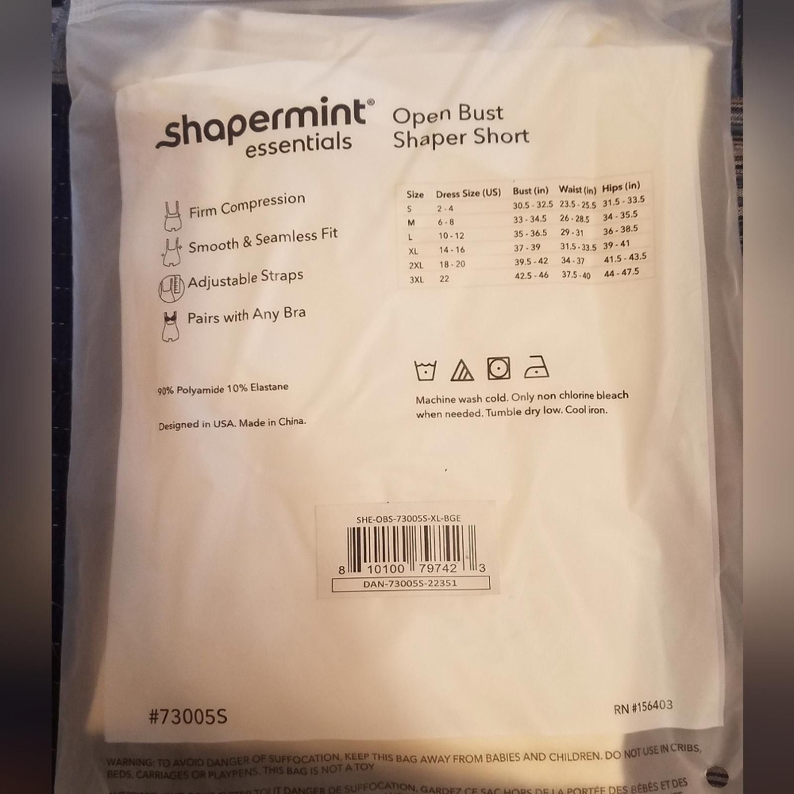 Designer NWT Shapermint Essentials Open Bust Shaper Short Beige XL Size ONE SIZE - 2 Thumbnail