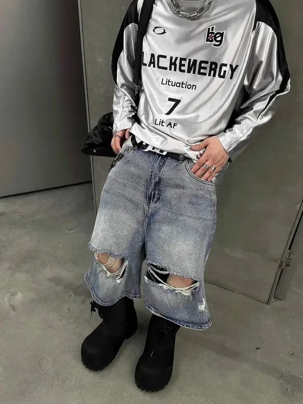 VIBE Ripped Jorts Jeans Streetwear Size US 32 / EU 48 - 3 Thumbnail