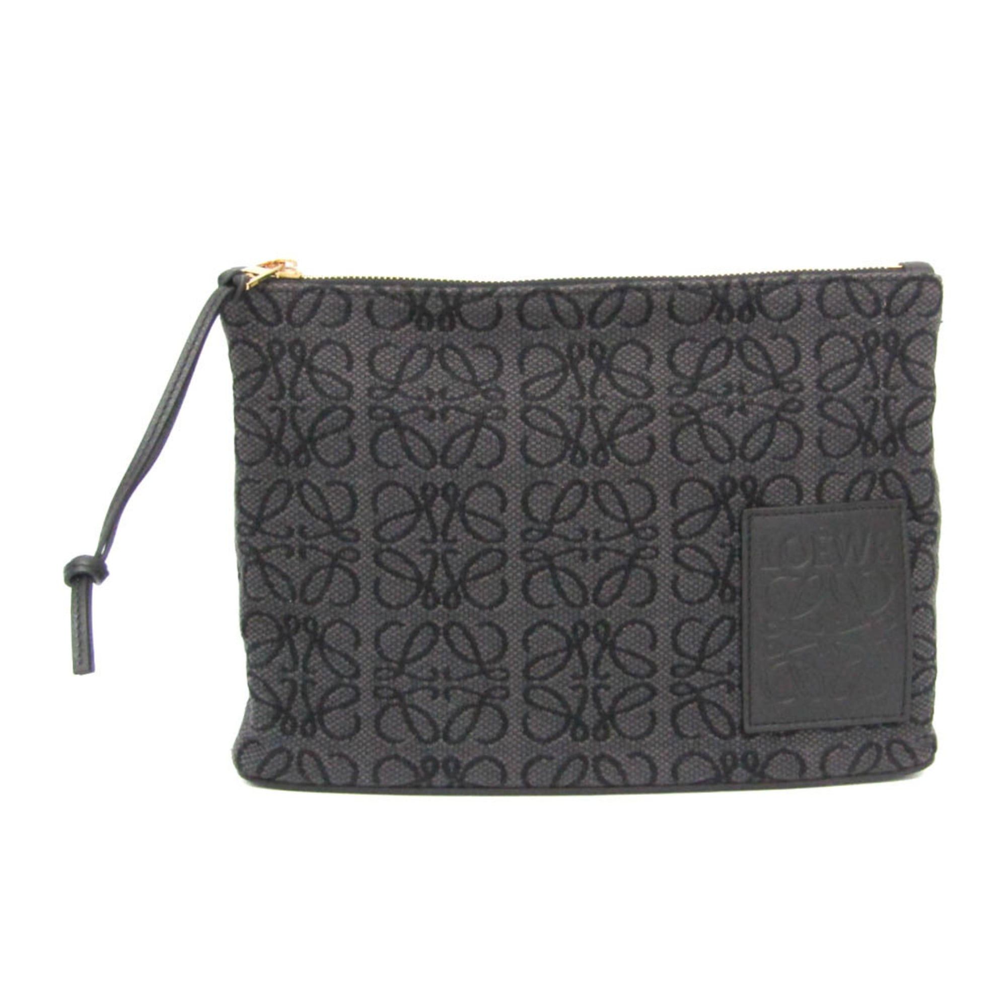 Loewe Loewe Anagram Oblong C730C63X15 Women,Men Cotton,Leather Clutch Bag,Pouch Black Size ONE SIZE - 1 Thumbnail
