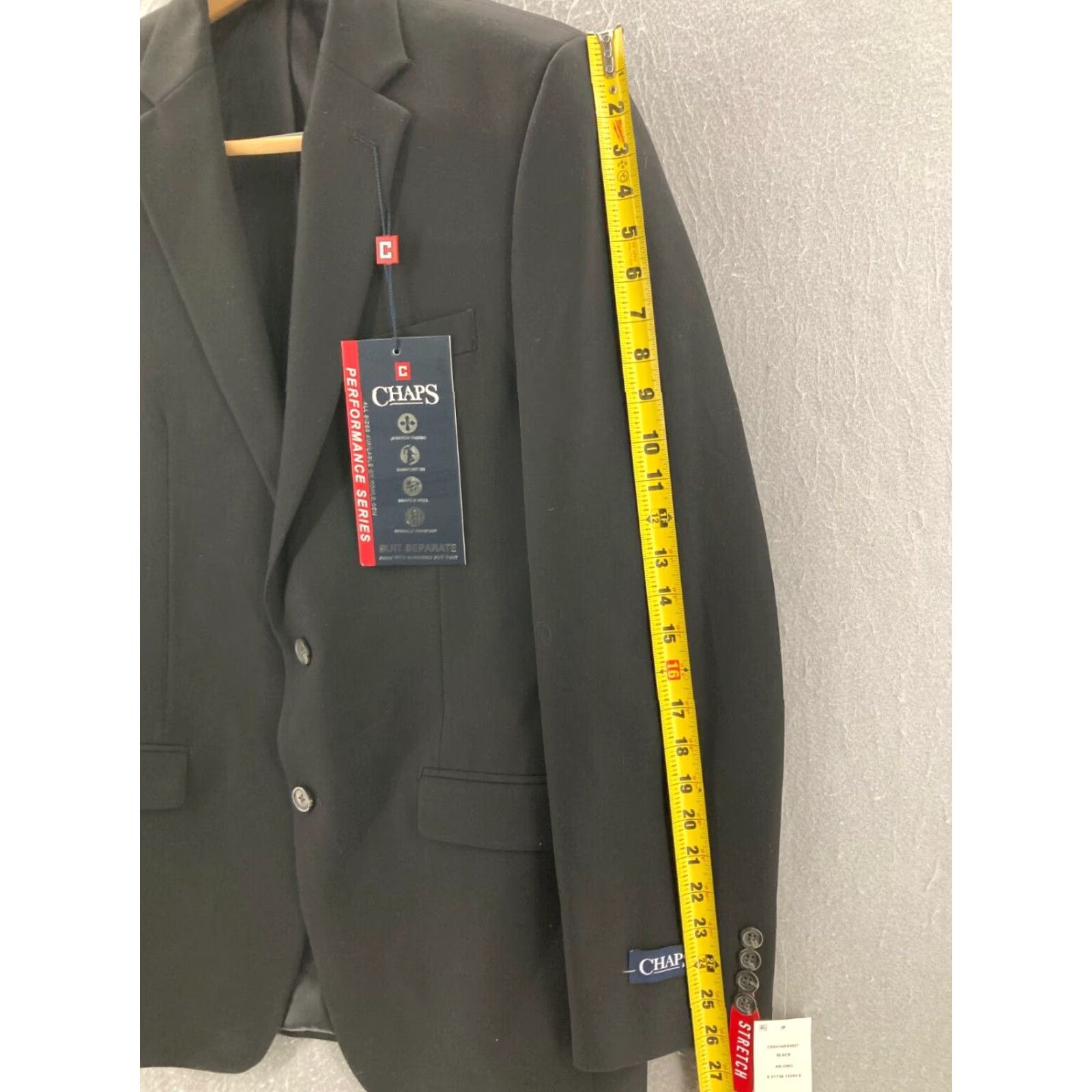 Chaps Chaps Blazer Jacket Mens 40L Black Polyester Blend 2 Button NWT Size 40R - 4 Thumbnail