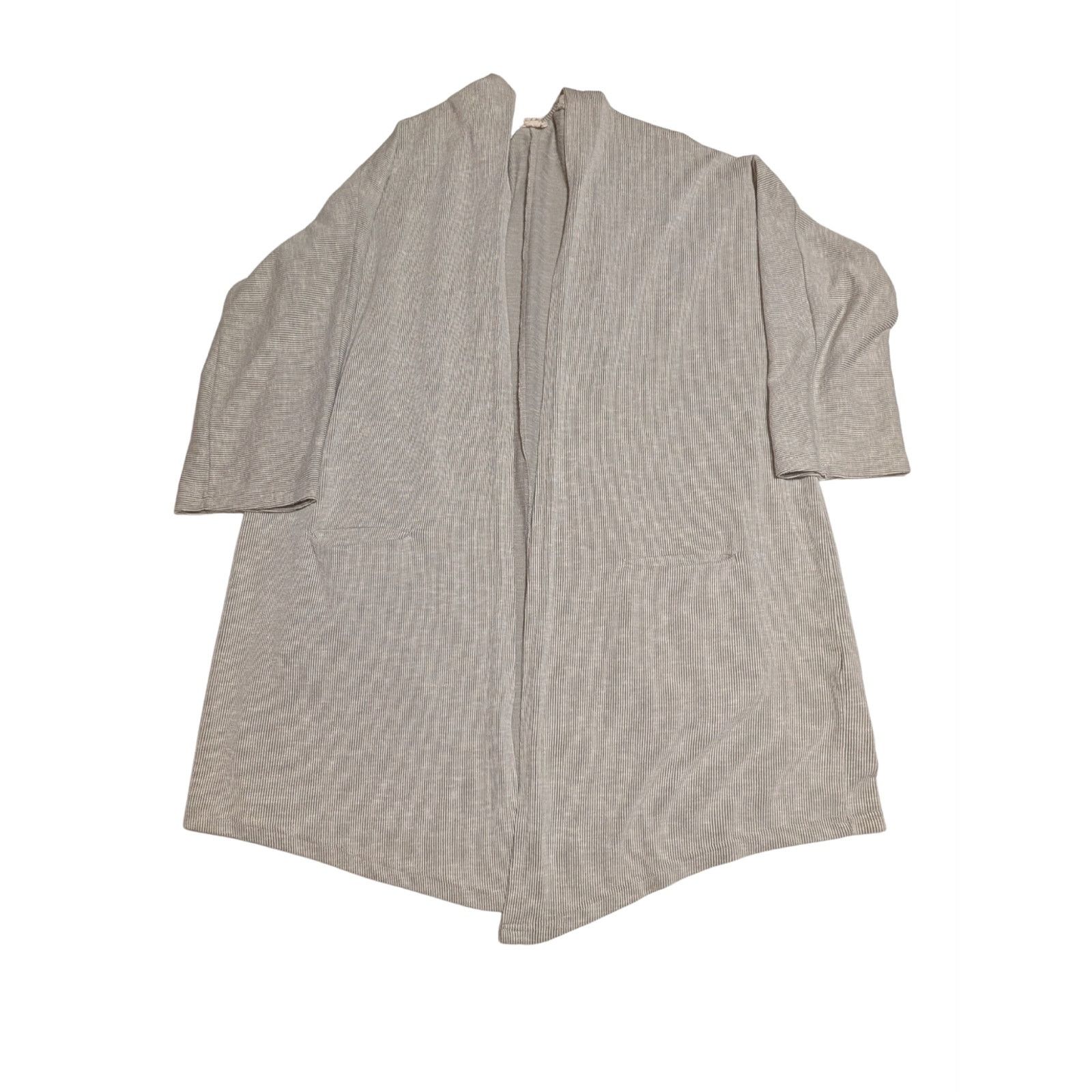 Unknown London DONNI Gray Open Front Ribbed Cardigan OS Sweater USED Size ONE SIZE - 5 Thumbnail