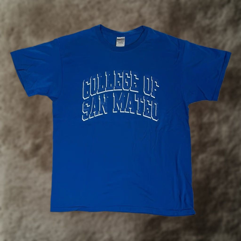 Jerzees VINTAGE College Of San Mateo T-Shirt L Blue Men Short Sleeve 90s USA California JERZEES Size US L / EU 52-54 / 3 - 1 Thumbnail