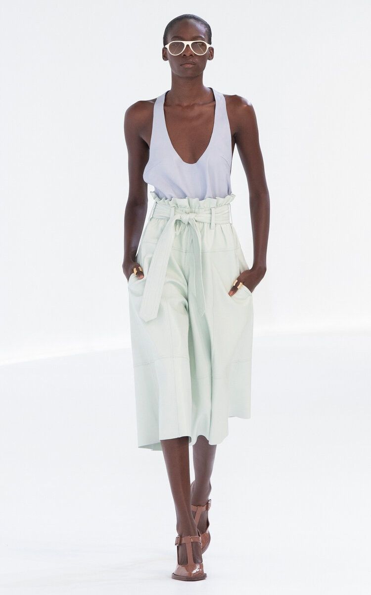 Zimmermann oc11z0525 Cropped Leather Culottes Pant in Mint Size 26" / US 2 / IT 38 - 2 Thumbnail