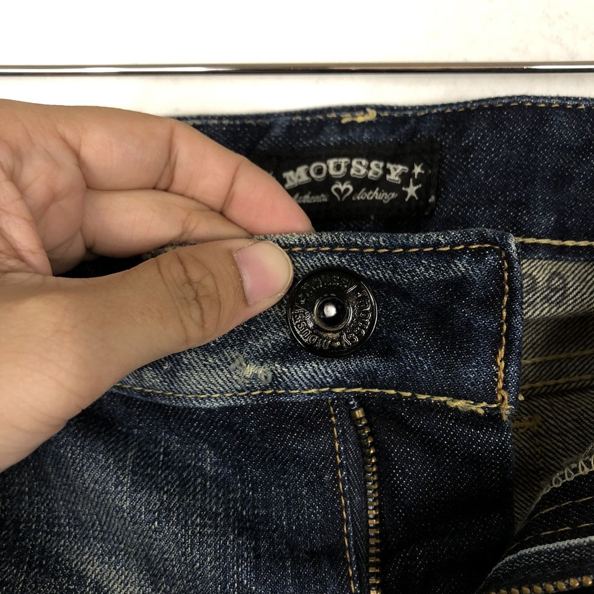 Japanese Brand 🔥90’s VINTAGE BOW CUT DISTRESSED DENIM JEANS MOUSSY JAPAN Size US 30 / EU 46 - 14 Thumbnail