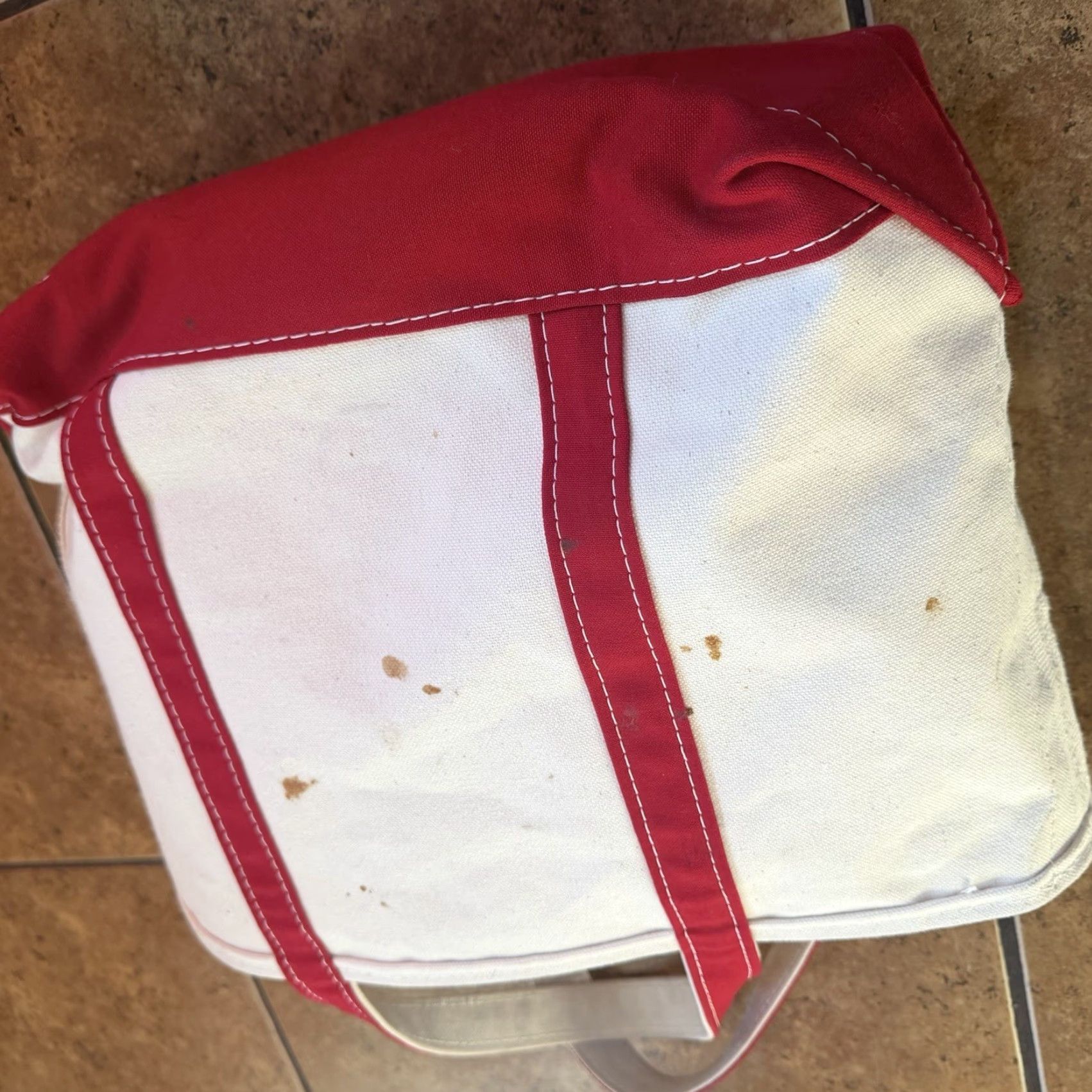 Vintage VINTAGE L.L. BEAN Boat Tote Red Canvas Bag Usa Made Wreath Christmas Tote Large Mens Men’s USA Canvas 16”x12” Size ONE SIZE - 3 Thumbnail