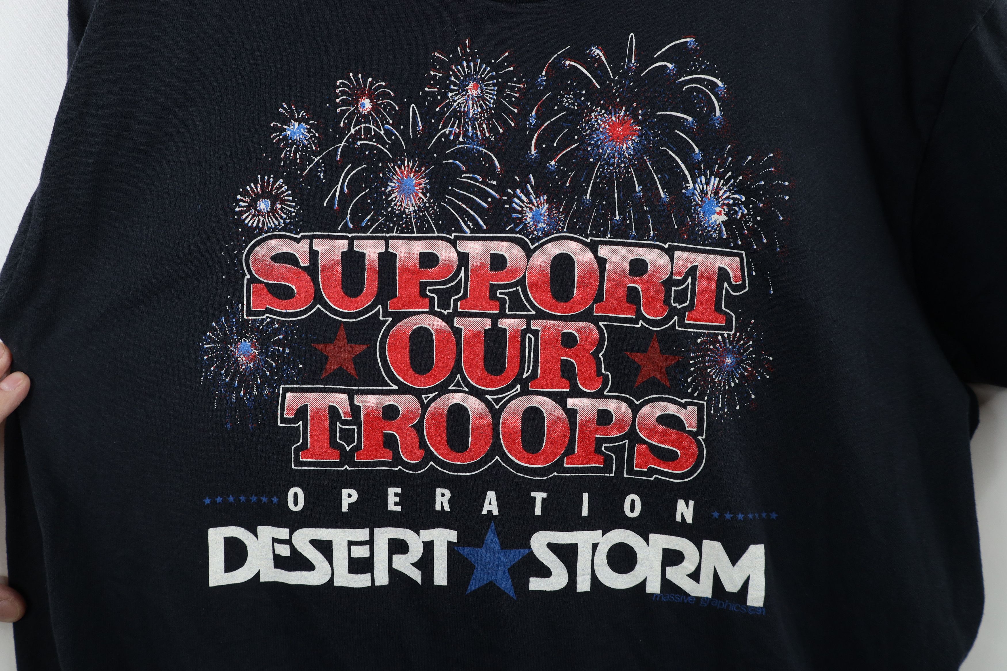 Vintage Vintage 90s Spell Operation Desert Storm T-Shirt Black USA Size US L / EU 52-54 / 3 - 4 Thumbnail