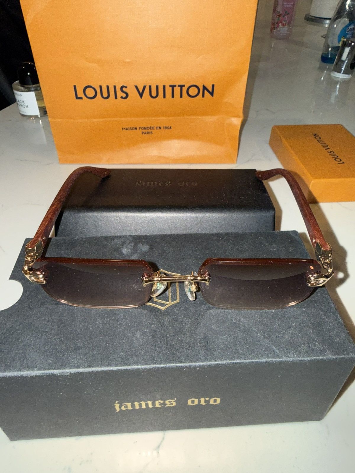 James Oro James Oro Brown Sunglasses Size ONE SIZE - 7 Thumbnail