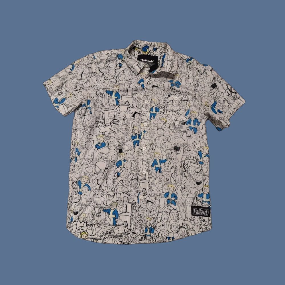 Vintage VBethesda Fallout Vault Boy shirt Button-Down M White Cotton Men Regular Vintage: No Size US M / EU 48-50 / 2 - 1 Thumbnail