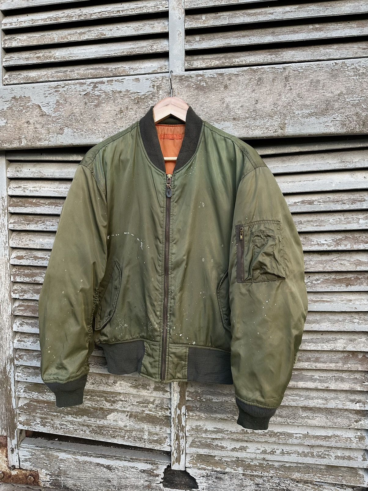 Vintage 🪖Vintage MA-1 Paint Splatter Man Intermediate Bomber Jacket Size US M / EU 48-50 / 2 - 2 Thumbnail