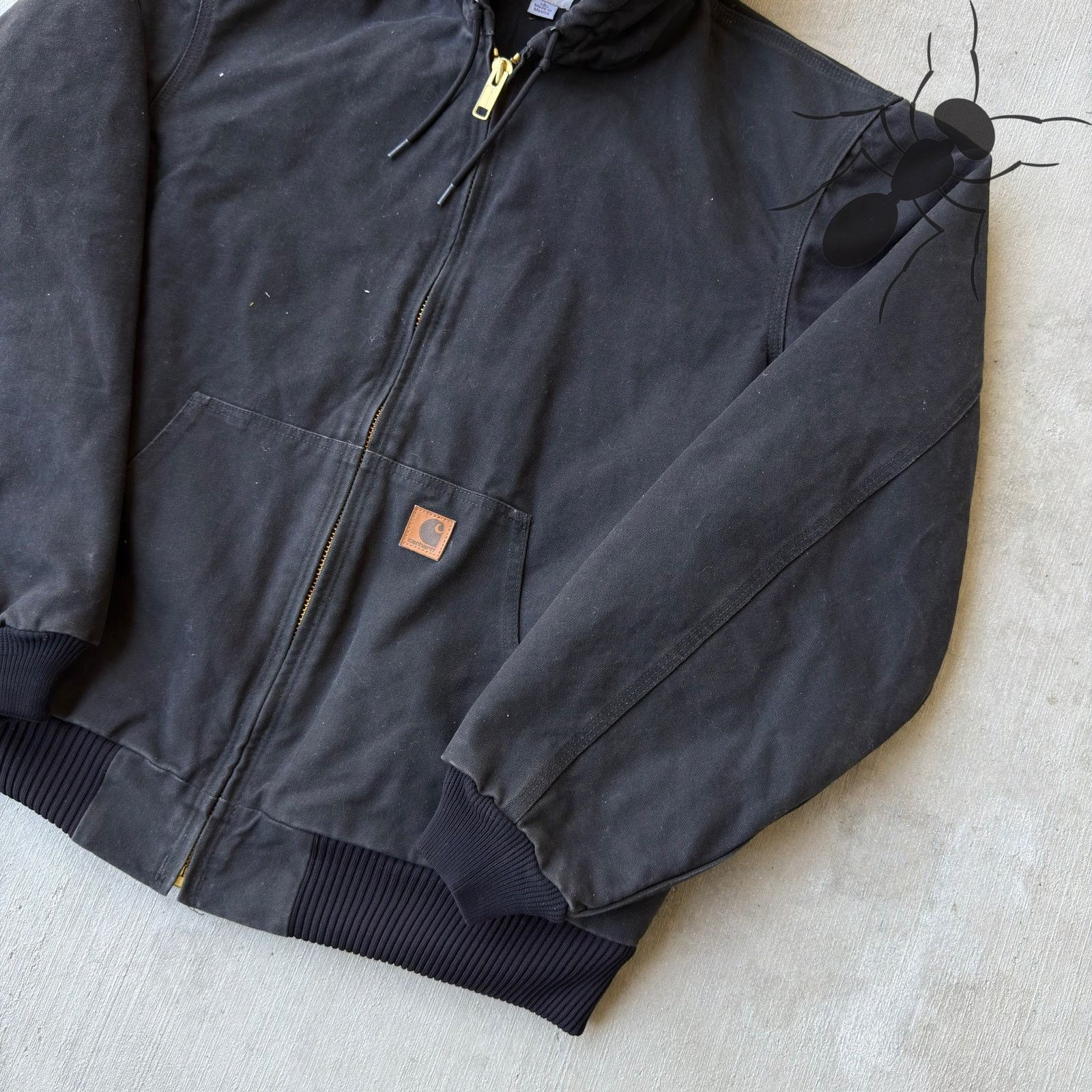 Carhartt × Vintage Carhartt J130 BLK black hooded work wear jacket Size US L / EU 52-54 / 3 - 3 Thumbnail