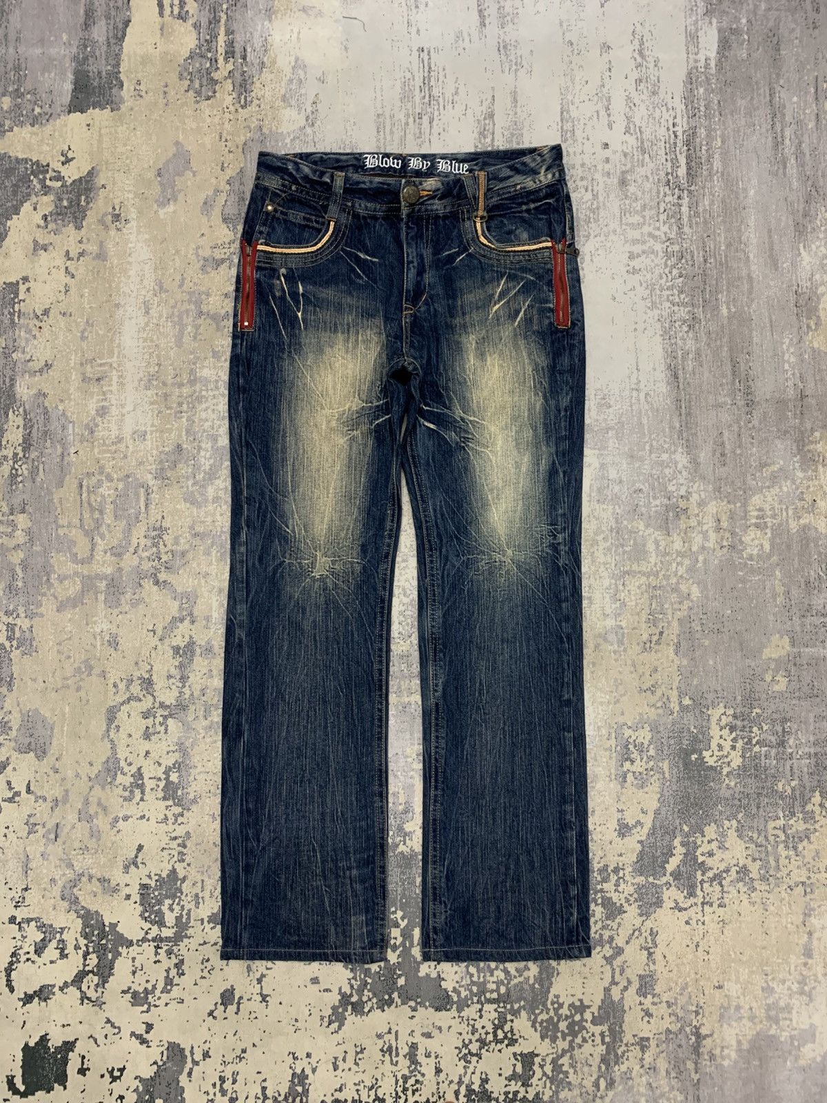 If Six Was Nine Blow by Blue Archive Y2K Faded Flare Straight Leg Jeans Size US 33 - 1 Thumbnail