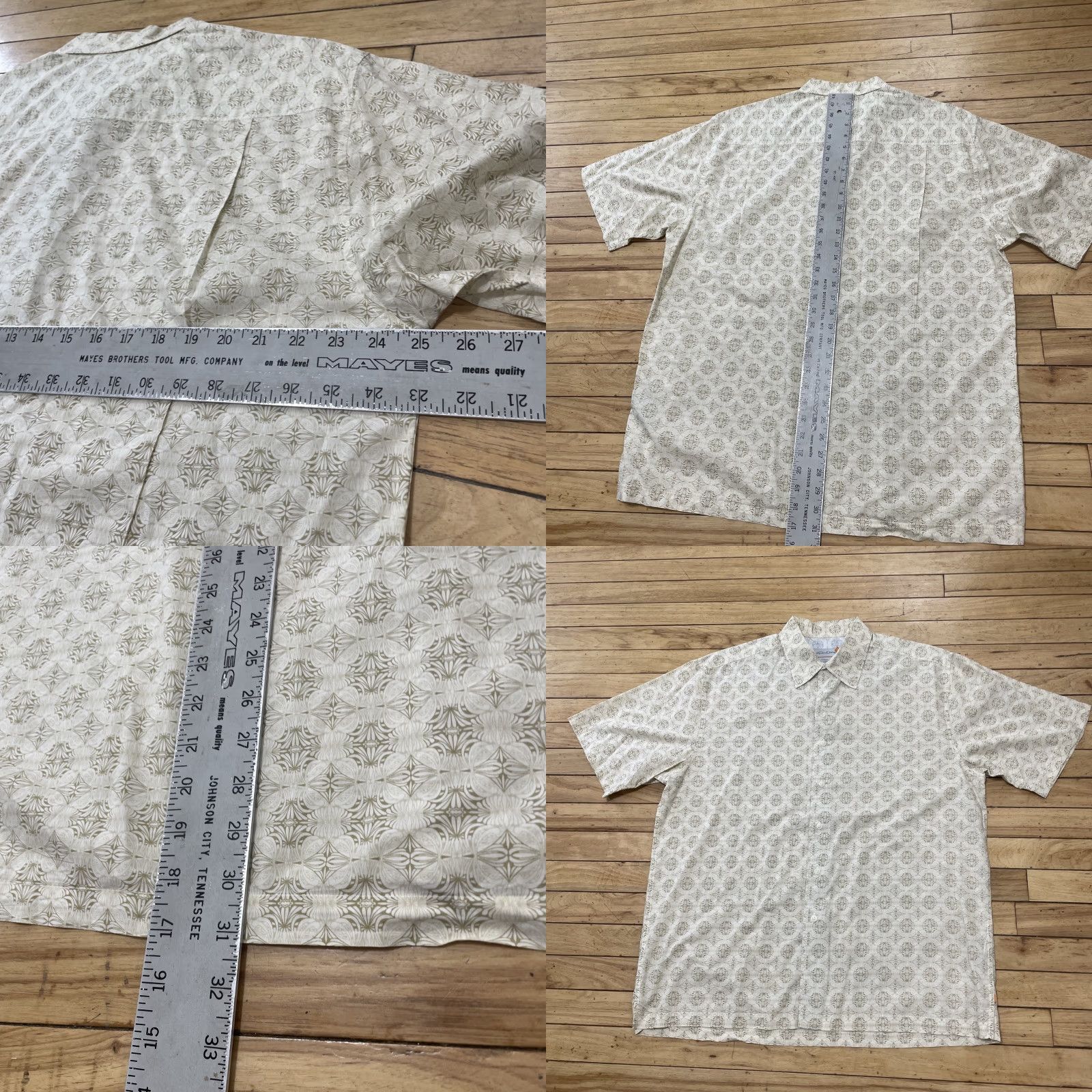 Quiksilver VINTAGE Quiksilver Shirt Men L Geometric Western 50" Tan Cream Button-Up Casual Short Sleeve Geometric Pattern Mens Size US L / EU 52-54 / 3 - 8 Thumbnail