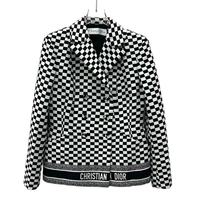 Dior Dior Black and white color checkerboard cotton lapel doubl Size XS / US 0-2 / IT 36-38 - 1 Thumbnail