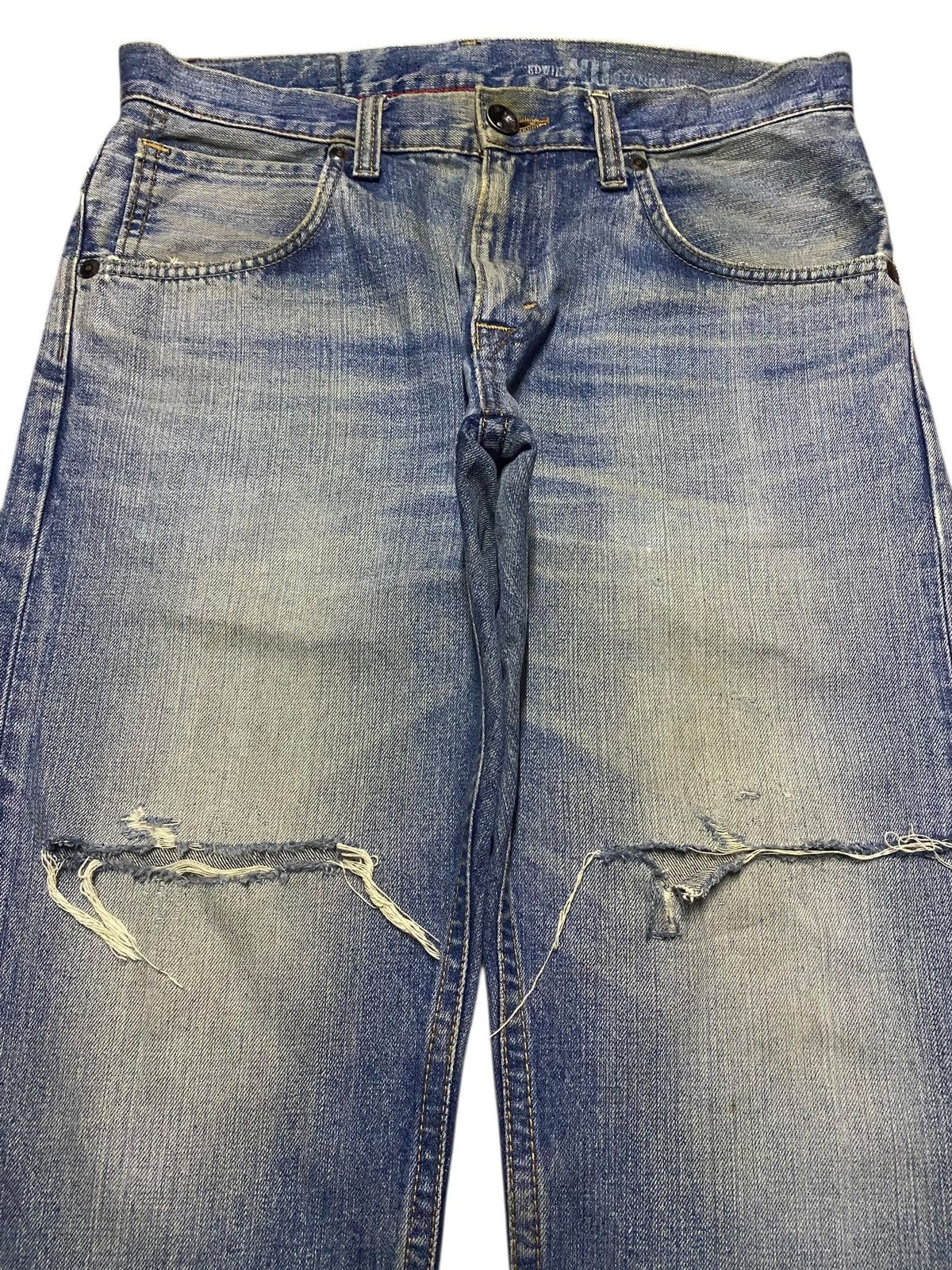 Junya Watanabe Japanese Brand Edwin XV 404 Mud Wash Distressed Baggy Jeans Size US 34 / EU 50 - 3 Thumbnail