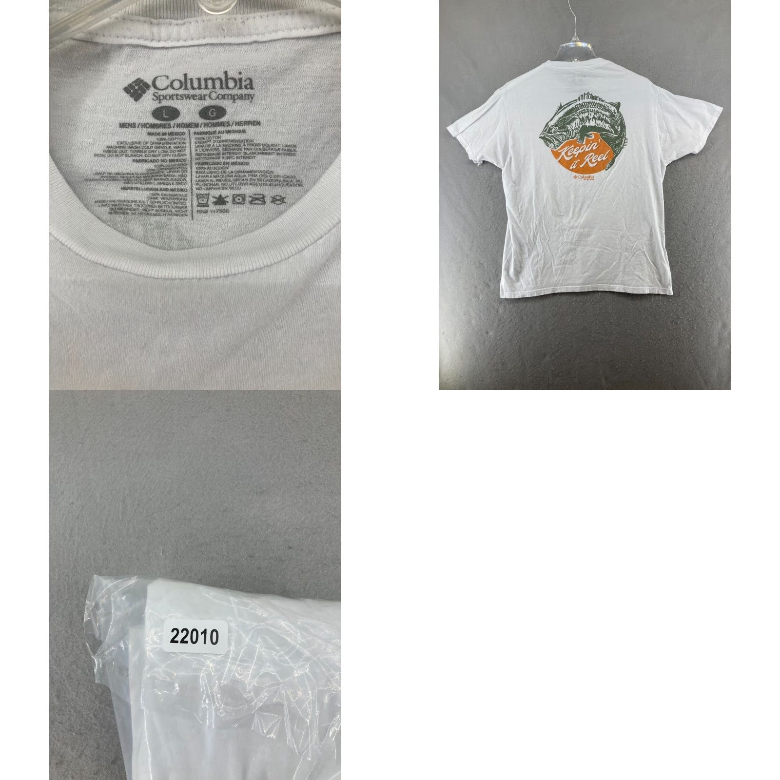 Vintage Columbia TShirt Large White Bass Keepin It Real PFG Mens Size US L / EU 52-54 / 3 - 8 Thumbnail