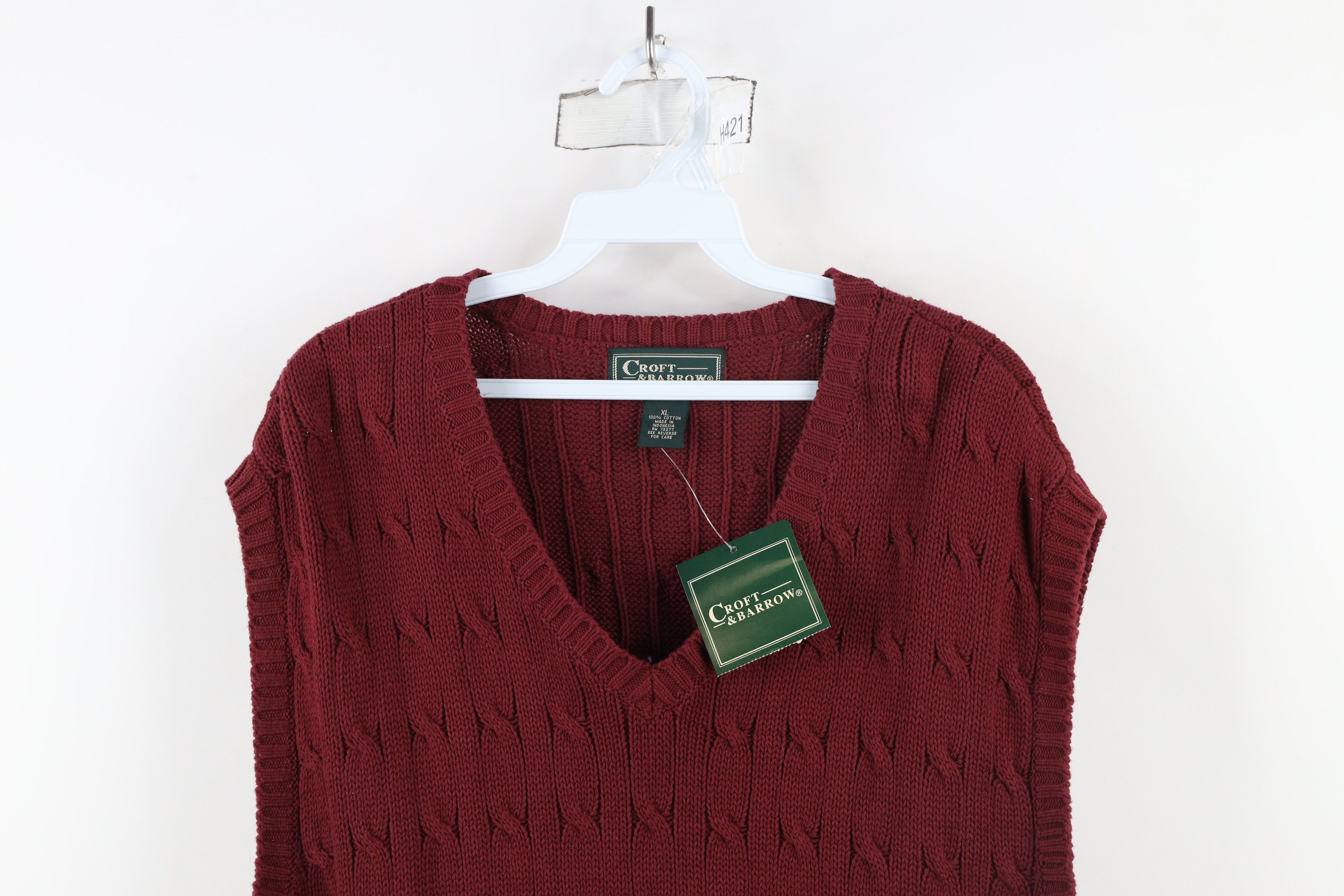 Vintage Deadstock Vintage 90s Streetwear Cable Knit Sweater Vest Red Size US XL / EU 56 / 4 - 2 Thumbnail