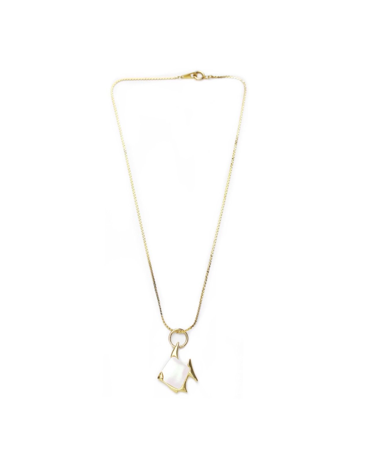 Vintage 2000S JAPANESE MADE GOLD FISH NECKLACE MOTHER OF PEARL INLAY Size ONE SIZE - 2 Thumbnail