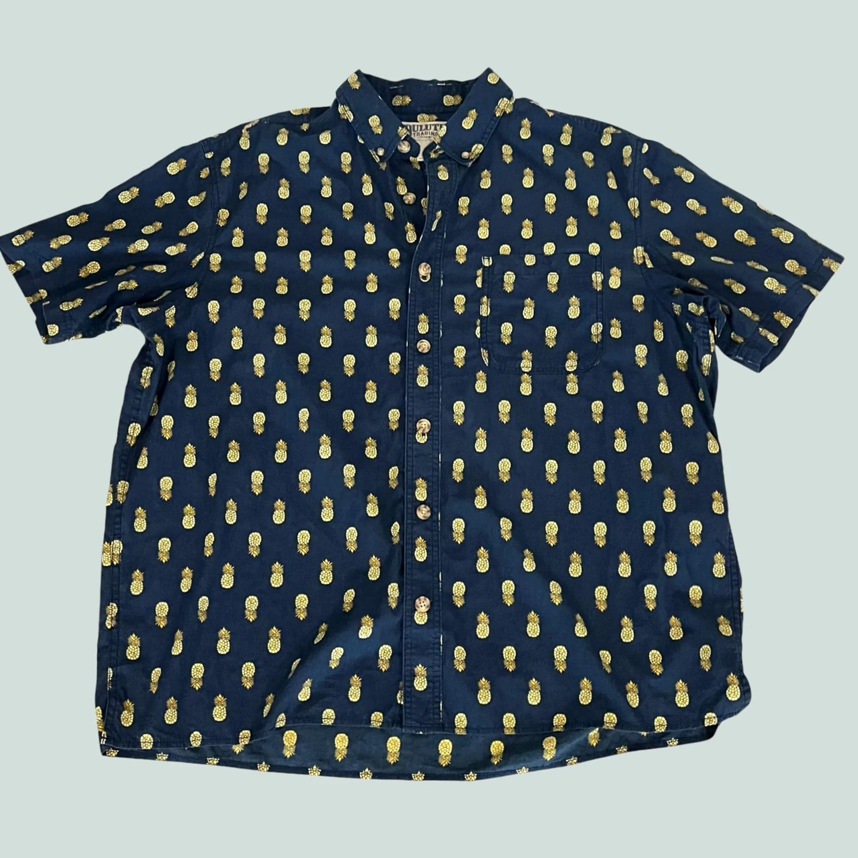 Duluth Trading Company Duluth Pineapple Shirt Mens XL Blue Button-Down Short Sleeve Relaxed Cotton Shirt Mens XL Blue Pineapple Button-Down Short Sleeve Relaxed Fit Cotton Size US XL / EU 56 / 4 - 1 Thumbnail