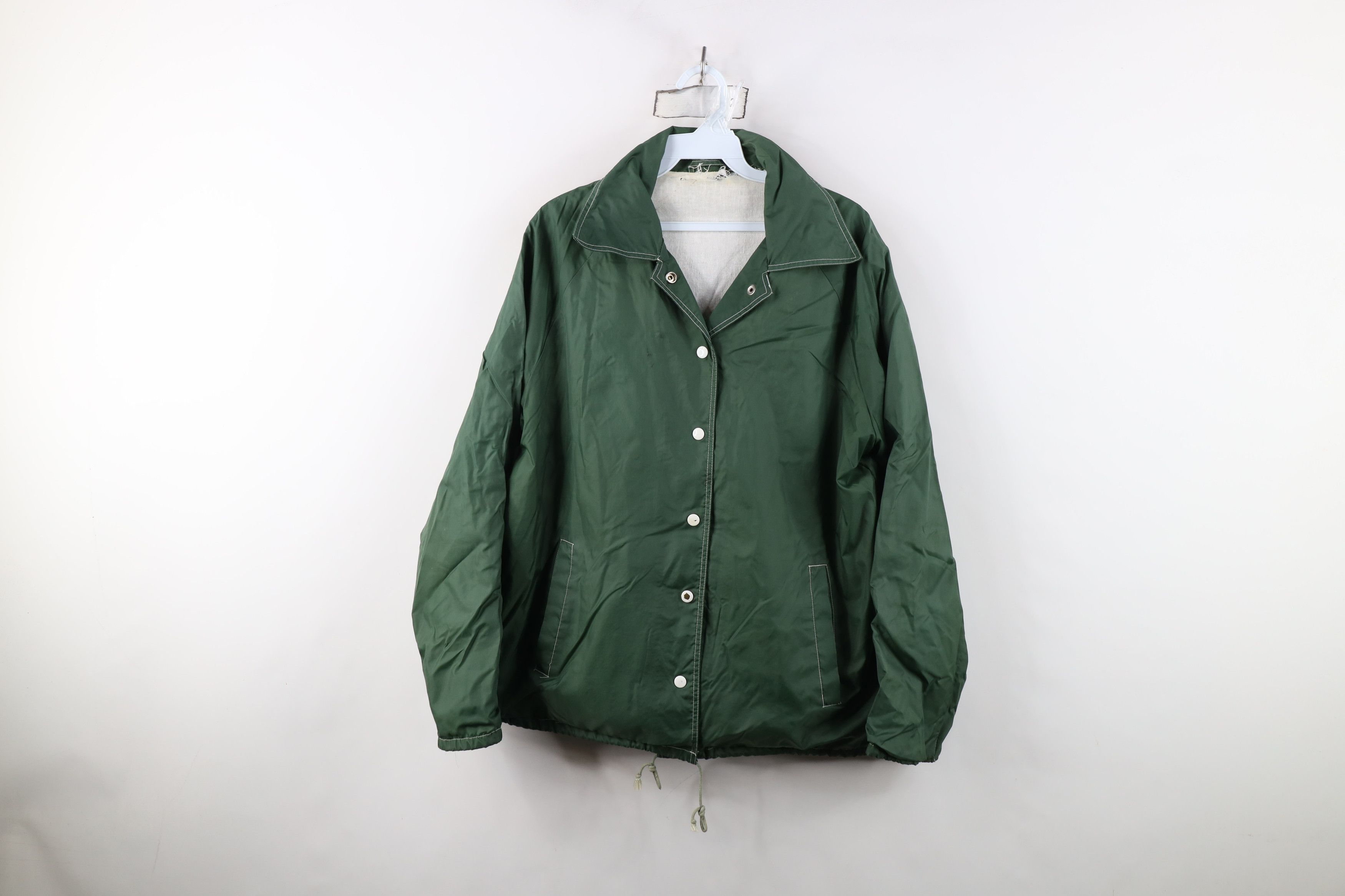 Vintage Vintage 70s Streetwear Coaches Windbreaker Jacket Green Size XL / US 12-14 / IT 48-50 - 1 Thumbnail