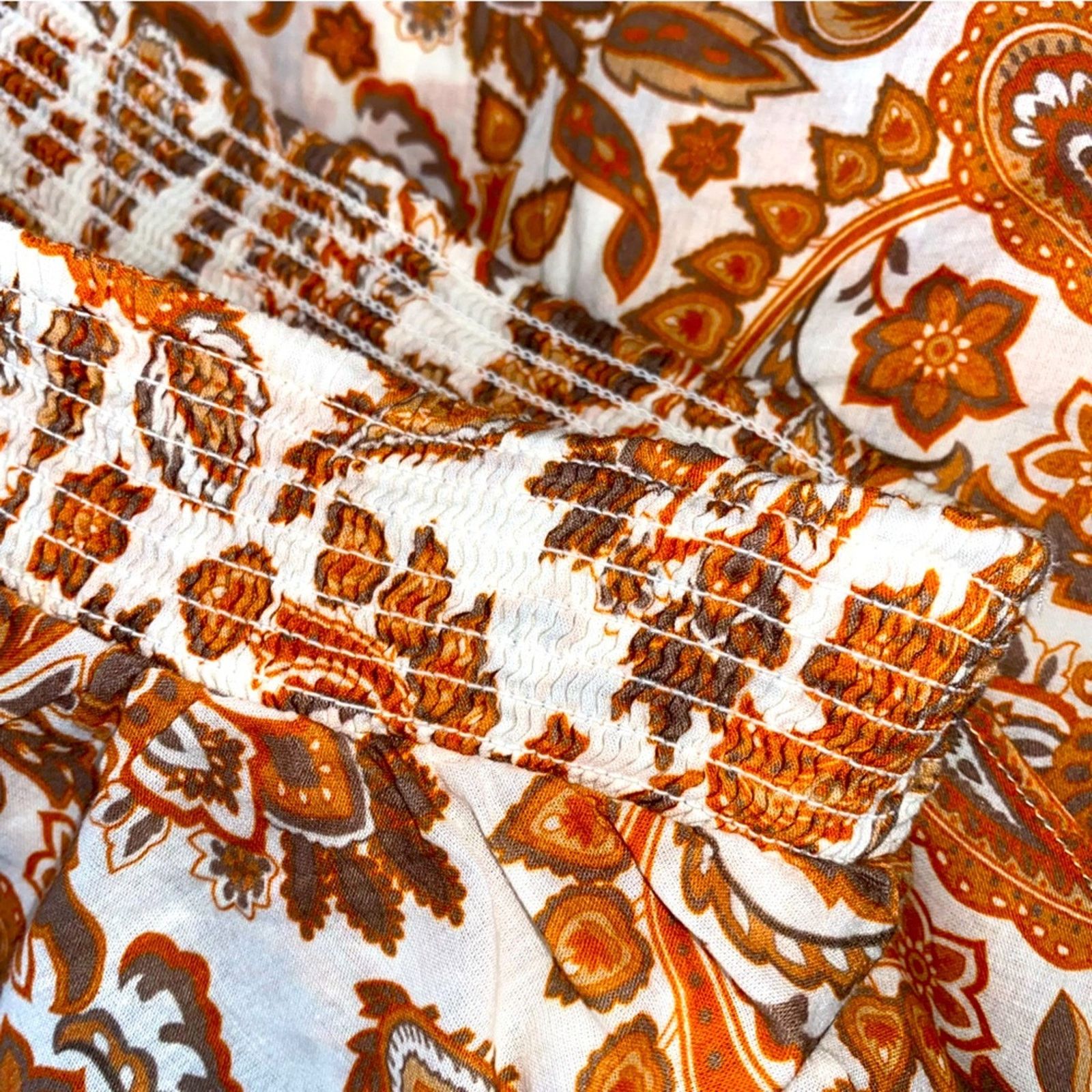 Maje MAJE $345 Orange Paisley Cotton Tiered Skirt FR34 USXS Size 26" / US 2 / IT 38 - 7 Thumbnail