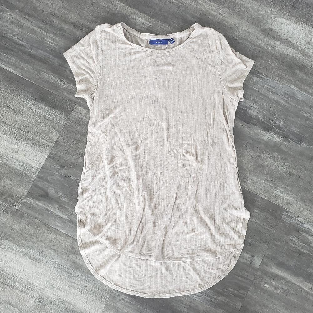 Apt. 9 Light Taupe Ribbed Apt.9 Short Sleeve Size XS / US 0-2 / IT 36-38 - 1 Thumbnail