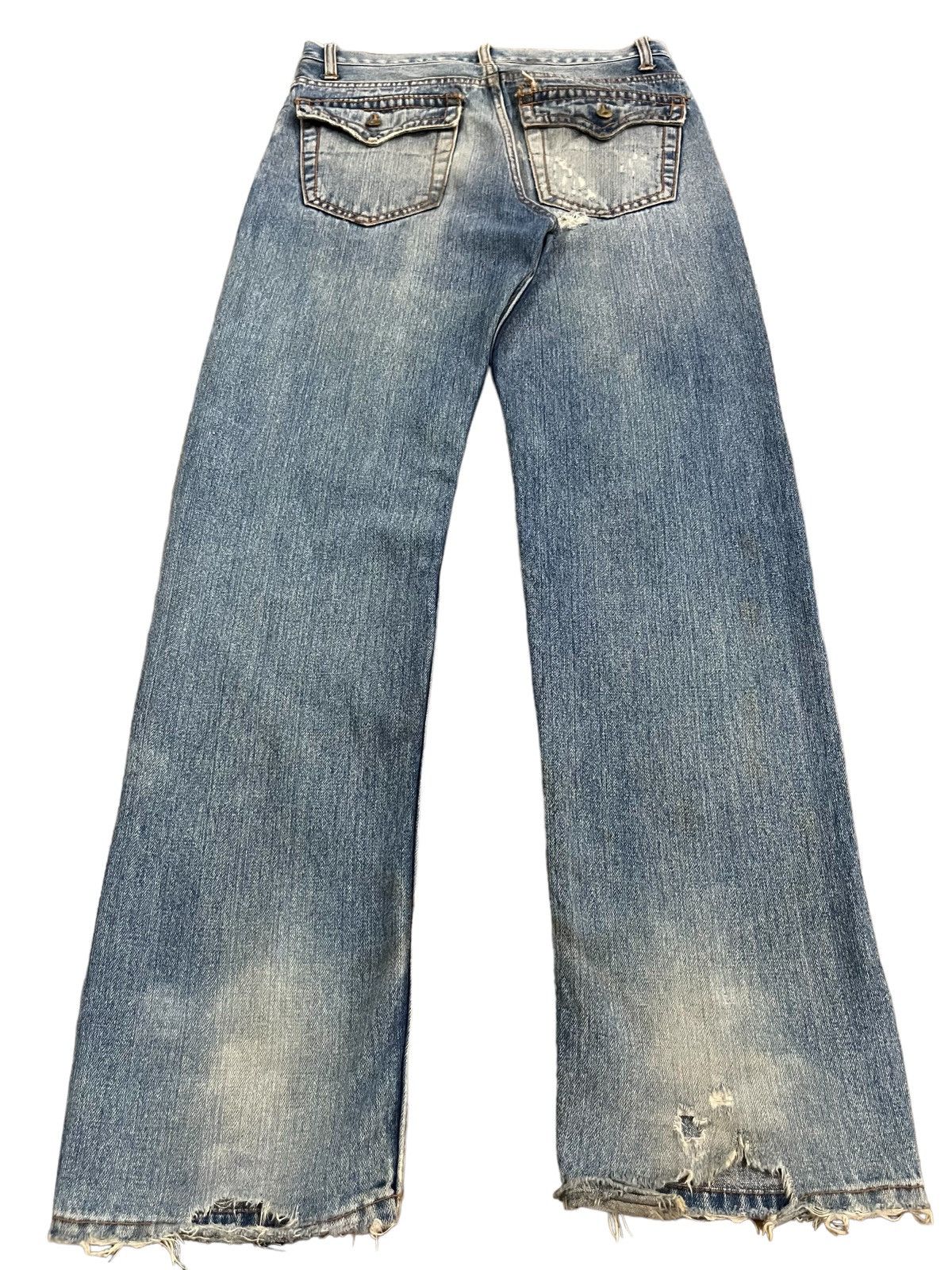 14th Addiction Vintage Japanese Brand Blue Wash Distress Straight Cut Jeans Size US 32 / EU 48 - 2 Thumbnail