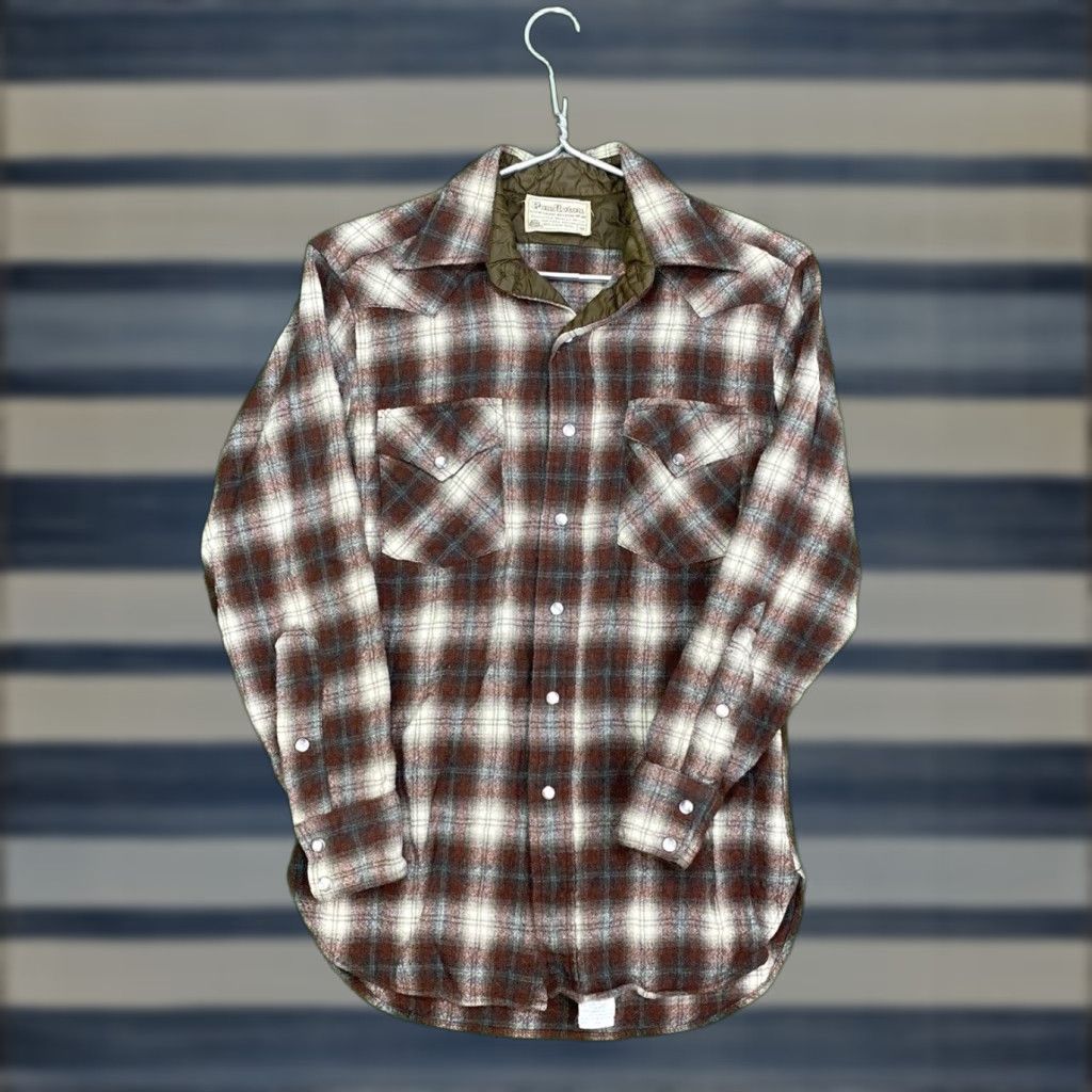 Pendleton VINTAGE Pendleton Flannel Shirt Mens Medium Brown Plaid Wool Western Wear 80s 90s Size US M / EU 48-50 / 2 - 1 Thumbnail