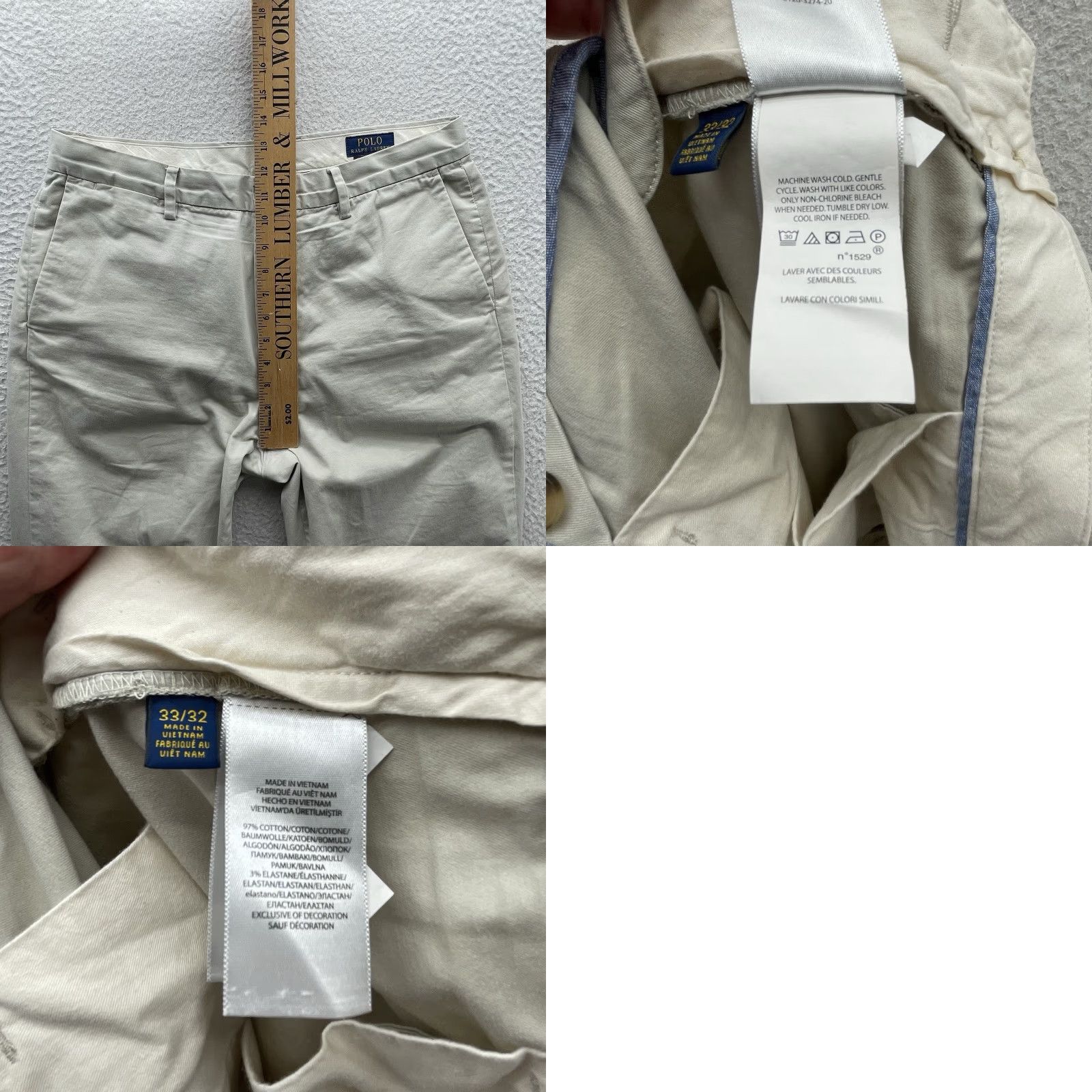 Polo Ralph Lauren Polo Ralph Lauren Chino Pants Mens 33x32 Beige Classic Fit Stretch Casual Golf Pants Size US XS / EU 42 / 0 - 8 Thumbnail