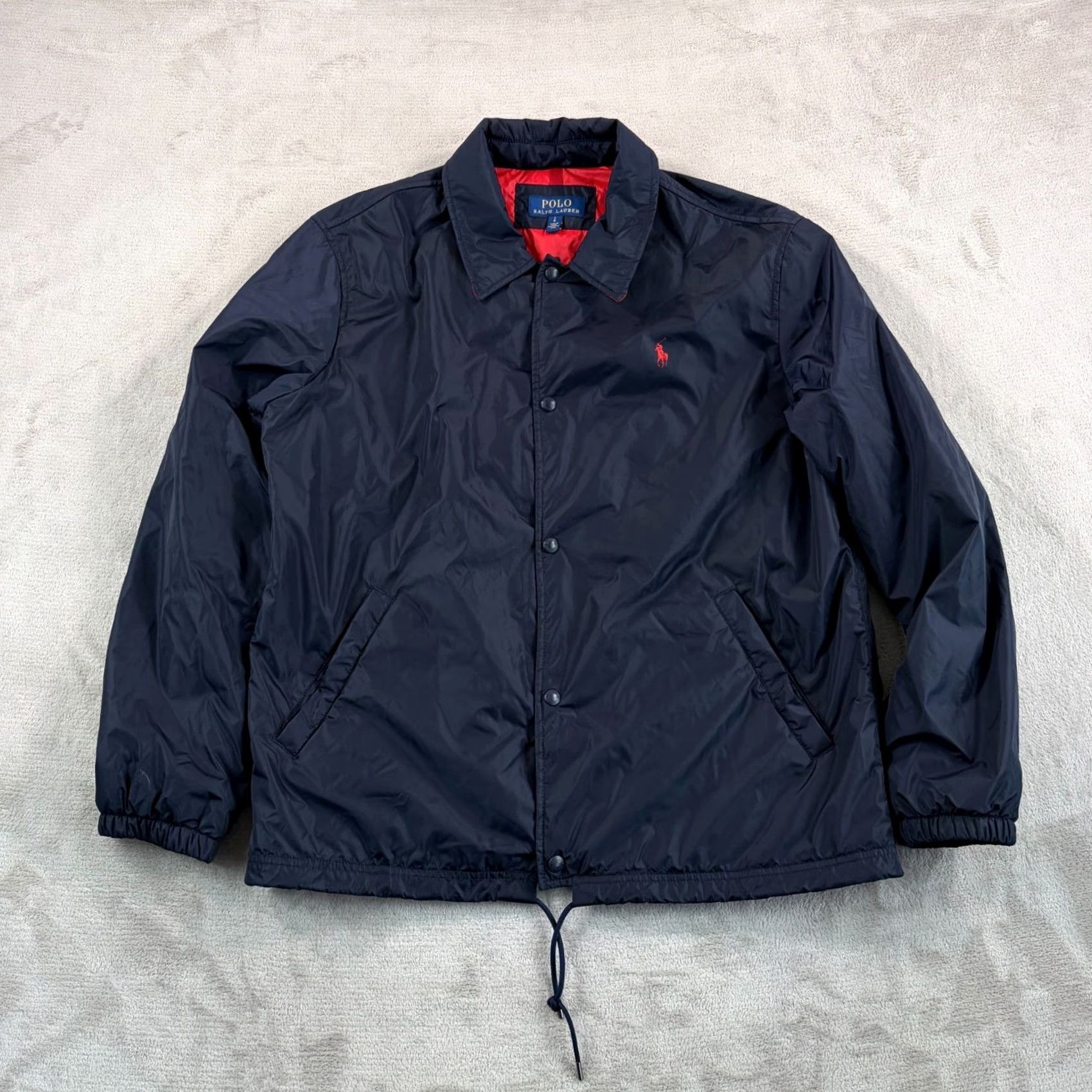 Polo Ralph Lauren Polo Ralph Lauren Coaches Jacket Men L Navy Snap Windbreaker Logo All Seasons Pockets Size US L / EU 52-54 / 3 - 5 Thumbnail
