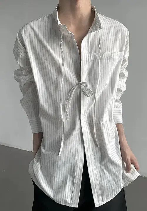 Japanese Brand Koyama x Itou Cleanfit retro bow tie front pinstripe shirt Size US M / EU 48-50 / 2 - 3 Thumbnail