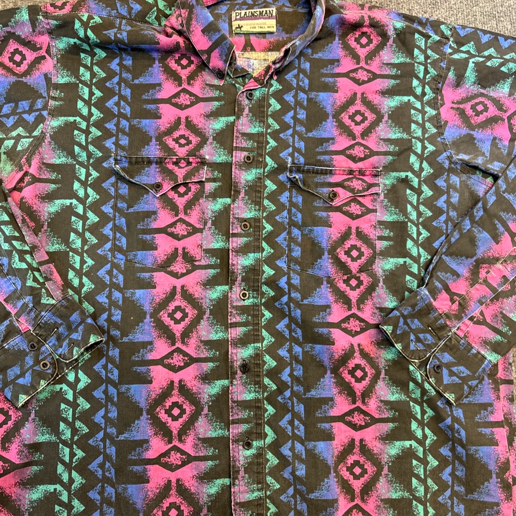 Vintage VINTAGE Plainsman Shirt Men’s XL Southwestern AOP Festival Western Cowboy 90s Size US XL / EU 56 / 4 - 4 Thumbnail