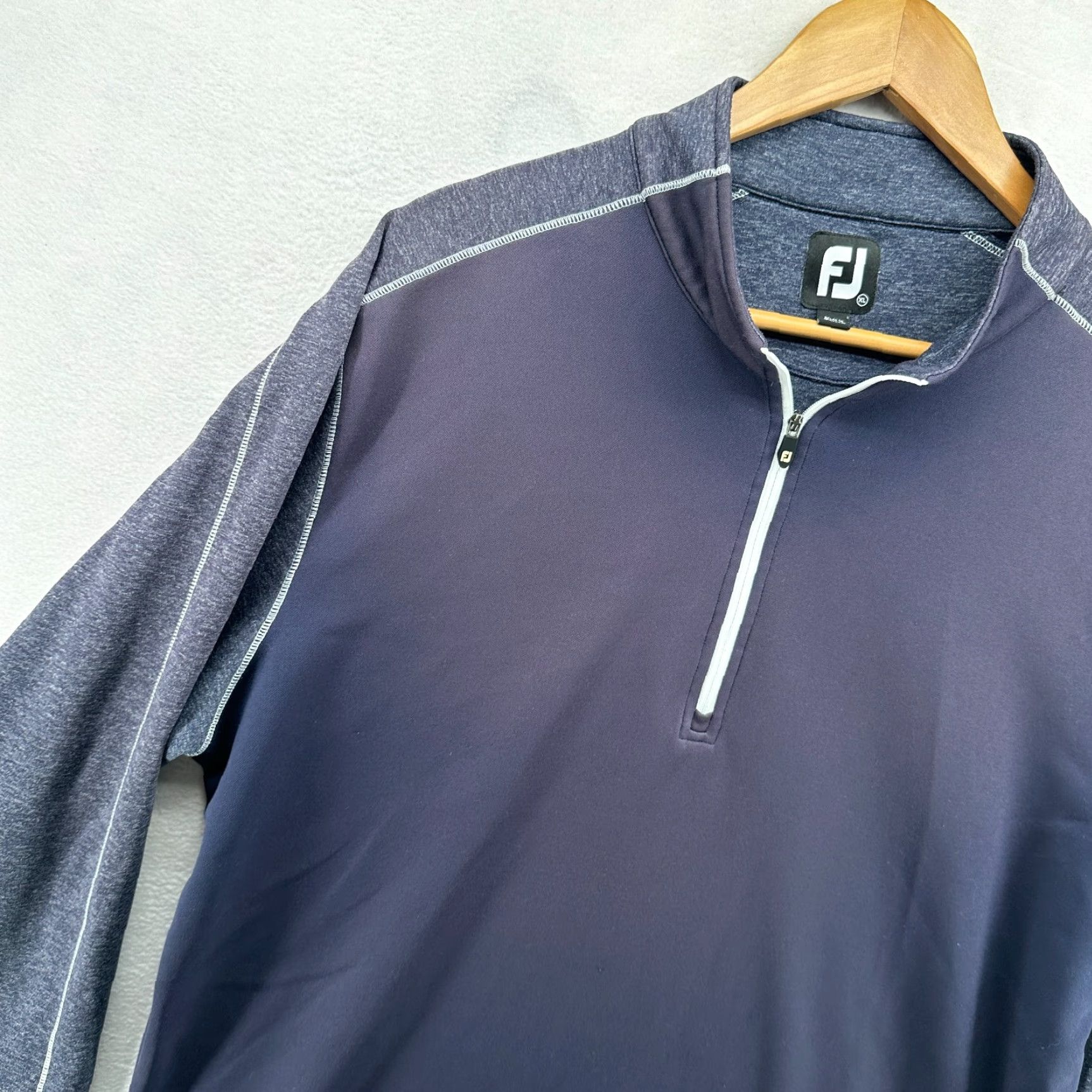 Footjoy FootJoy Sweatshirt Men's XL Long Sleeve Quarter Zip Pullover Mock Neck Blue Gray Solid Winter Classic Comfort Size US XL / EU 56 / 4 - 4 Thumbnail