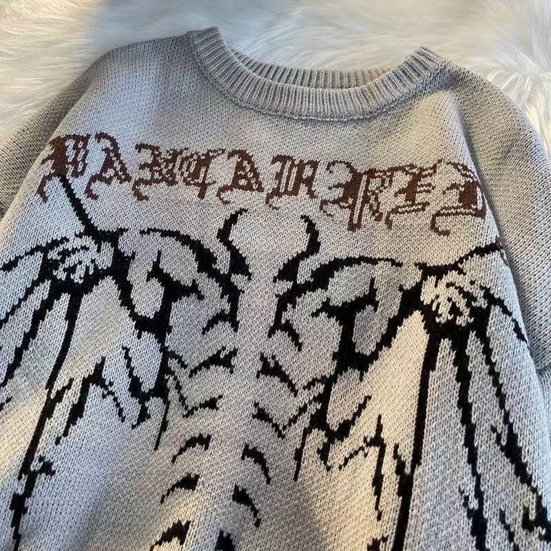 Japanese Brand × Vintage Grey casual retro angel wings pattern knit sweater Size US L / EU 52-54 / 3 - 2 Thumbnail