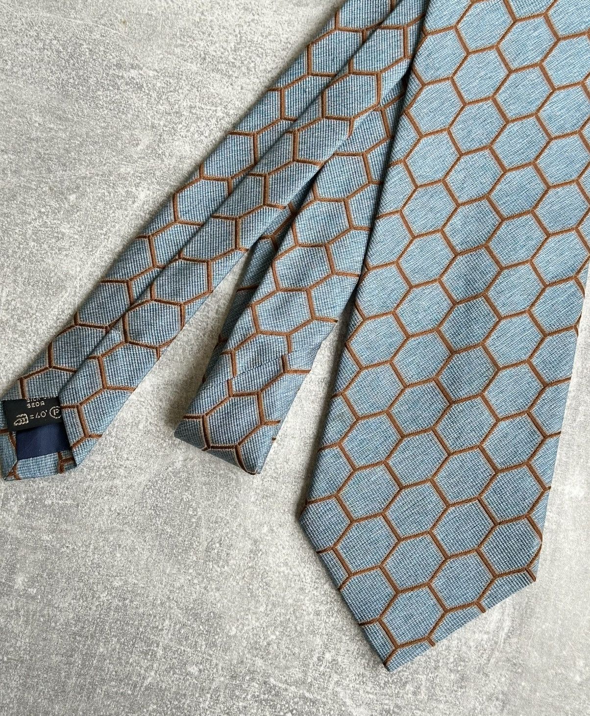 Ermenegildo Zegna Vintage Ermenegildo Zegna Silk Tie Blue Geometric Italy Size ONE SIZE - 3 Thumbnail