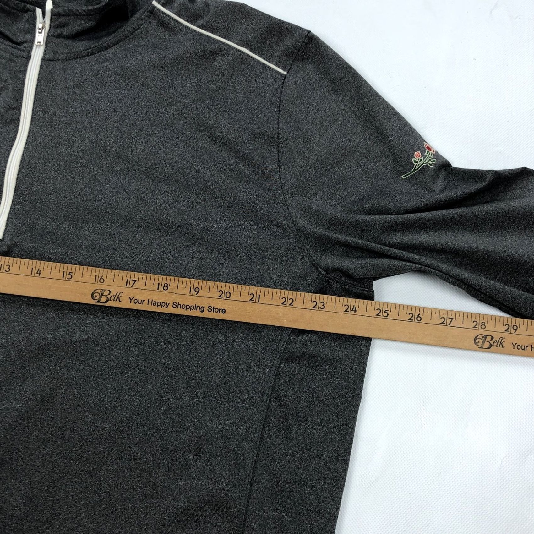 johnnie-O johnnie-O Men's XL Gray Performance 1/4 Zip Pullover Brookside Rose Golf Shirt Long Sleeve Mock Neck Cadet Blue? Size US XL / EU 56 / 4 - 5 Thumbnail
