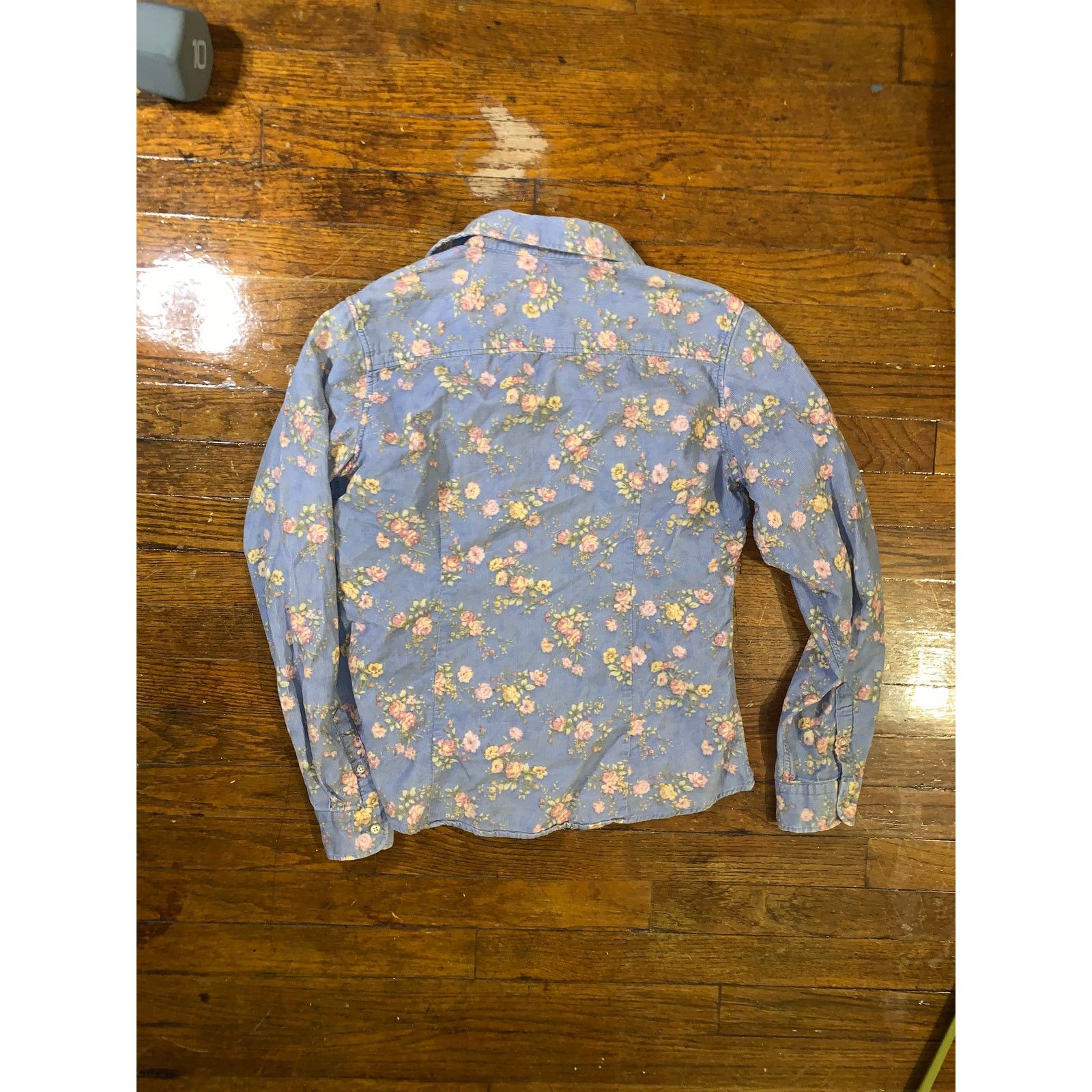 L.L. Bean L L Bean Floral Button Up Shirt Womens Small Blue Cotton Size S / US 4 / IT 40 - 6 Thumbnail