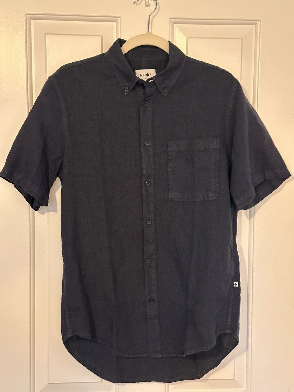 NN07 Arne Short Sleeve Linen - Navy sz S NWOT Size US S / EU 44-46 / 1 - 1 Thumbnail