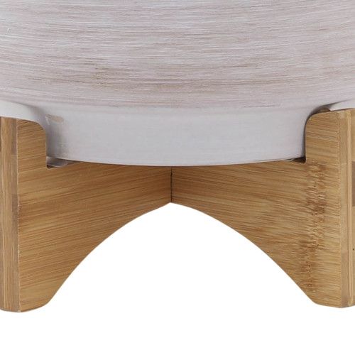 Designer × Homemade CERAMIC, S/2 8/10" PLANTER ON WOODEN STAND, GRAY Size US L / EU 52-54 / 3 - 8 Thumbnail