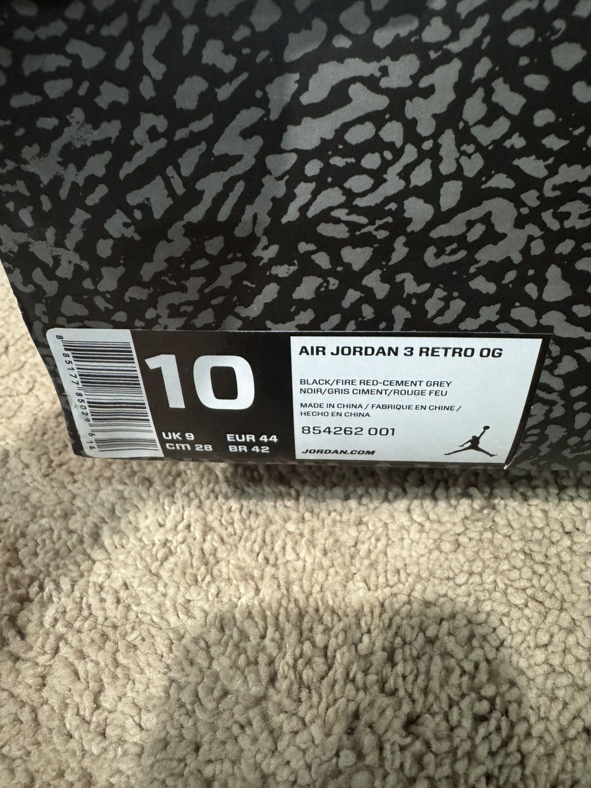 Jordan Brand Jordan 3 Black cement 2018 Size US 10 / EU 43 - 6 Thumbnail