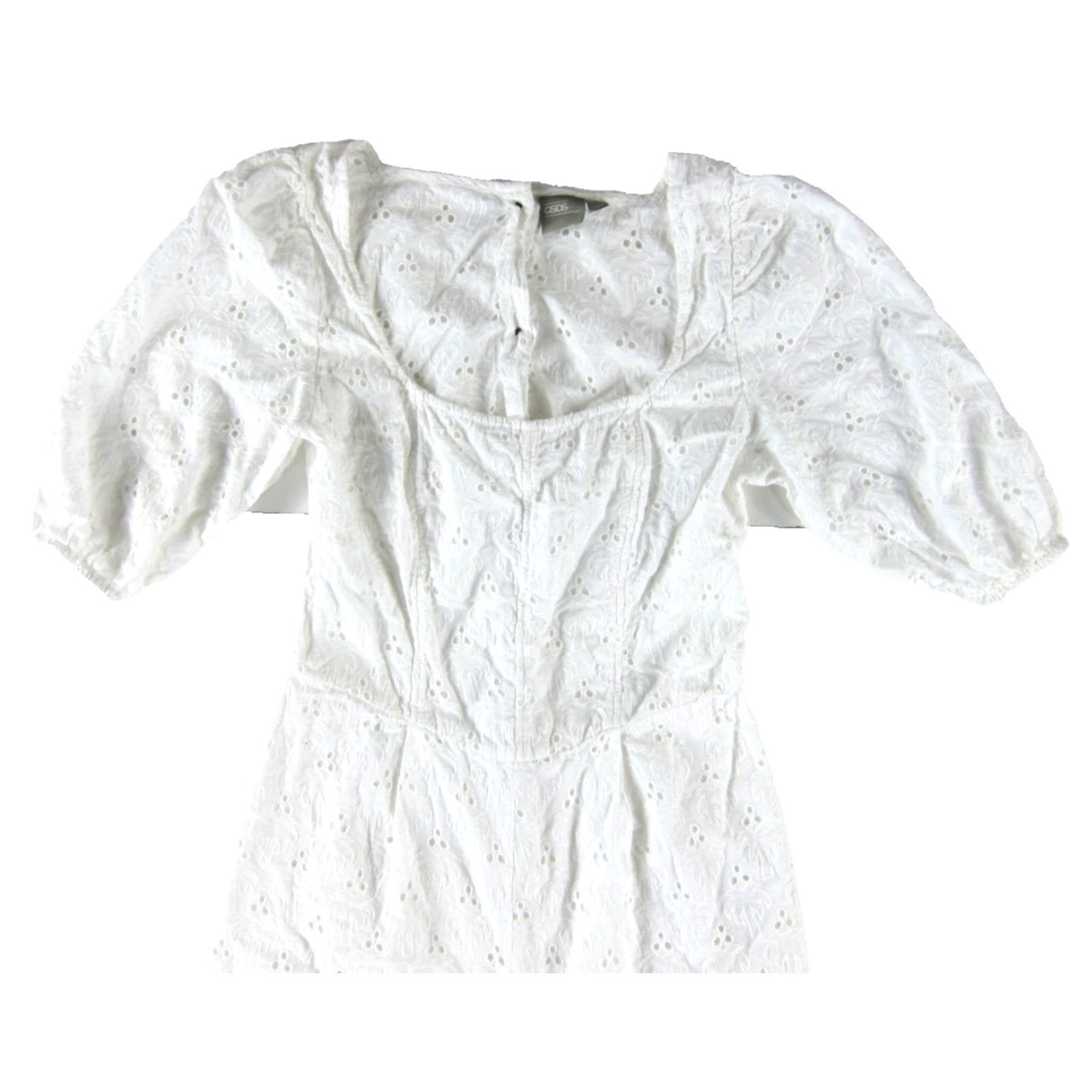 Asos ASOS 100% Cotton Embroidered White Palm Tree Open Back Jumper Romper Jumpsuit 6 Size M / US 6-8 / IT 42-44 - 4 Thumbnail